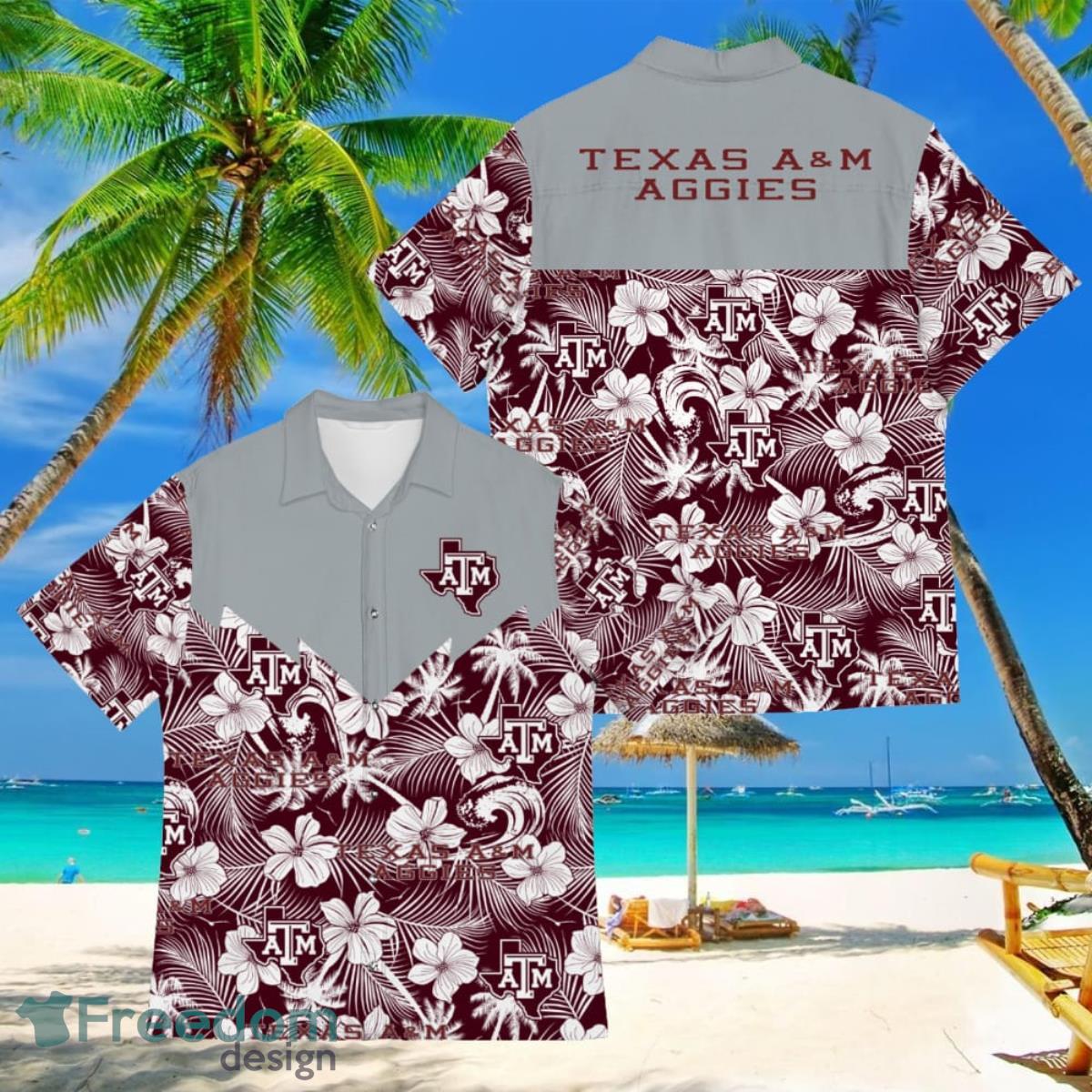 Football American Hawaii Shirt Tropical Beach Tree Texas AM Aggies Product Photo 1