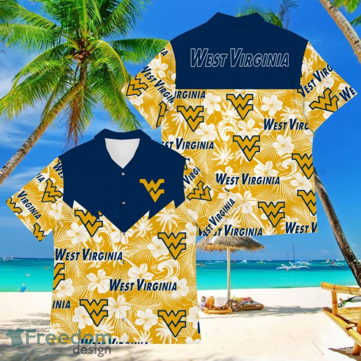 Football American Hawaii Shirt Tropical Beach Tree West Virginia Mountaineers Product Photo 1