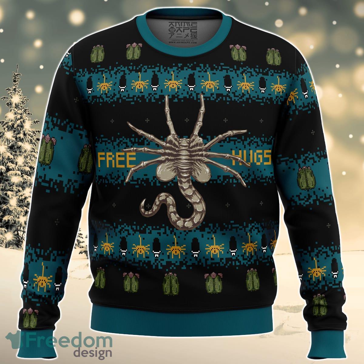 Free Hugs Alien Facehugger Ugly Christmas Sweater For Men And Women Product Photo 1