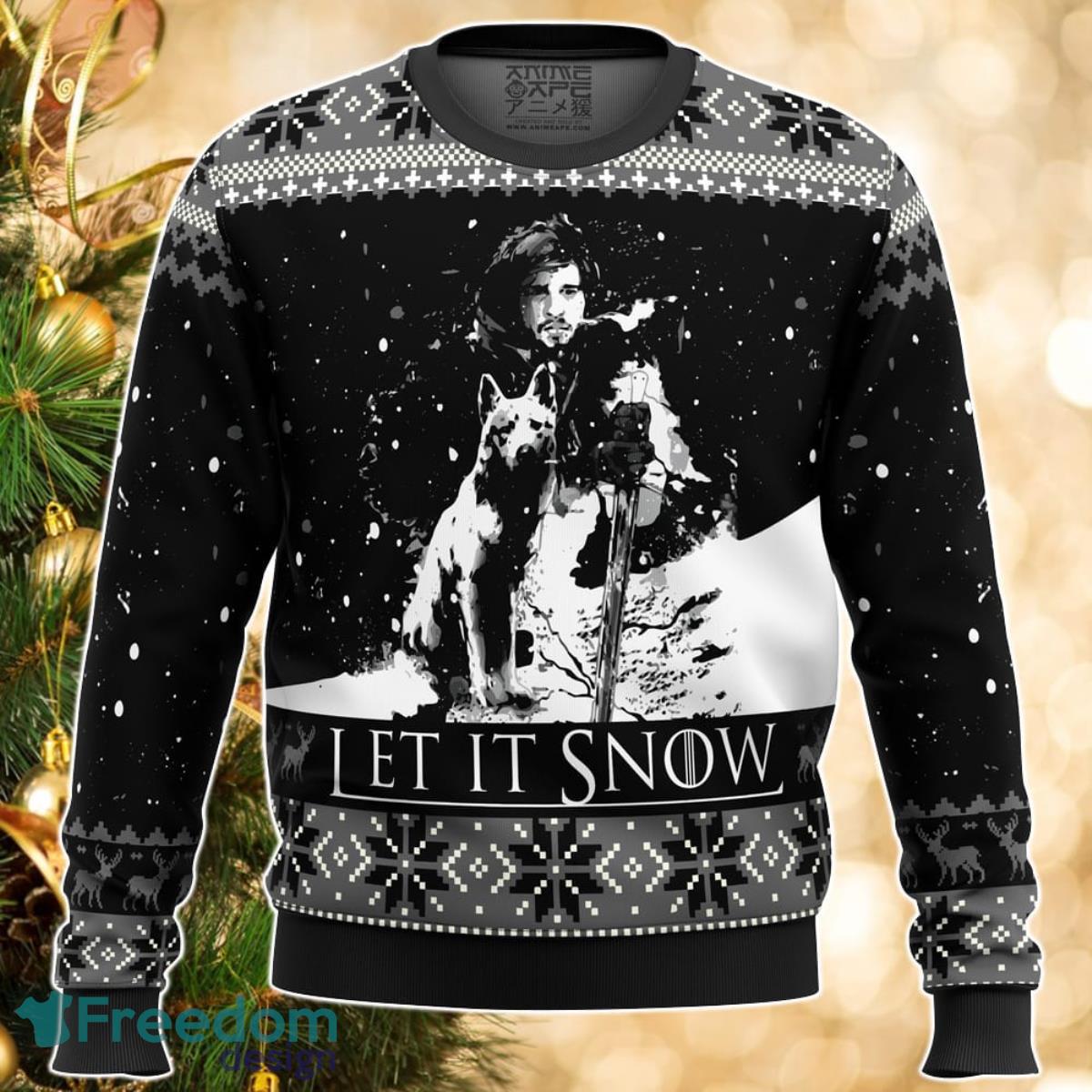 Game of Thrones Let It Snow Black and White Ugly Christmas Sweater Great Gift For Men Women Product Photo 1