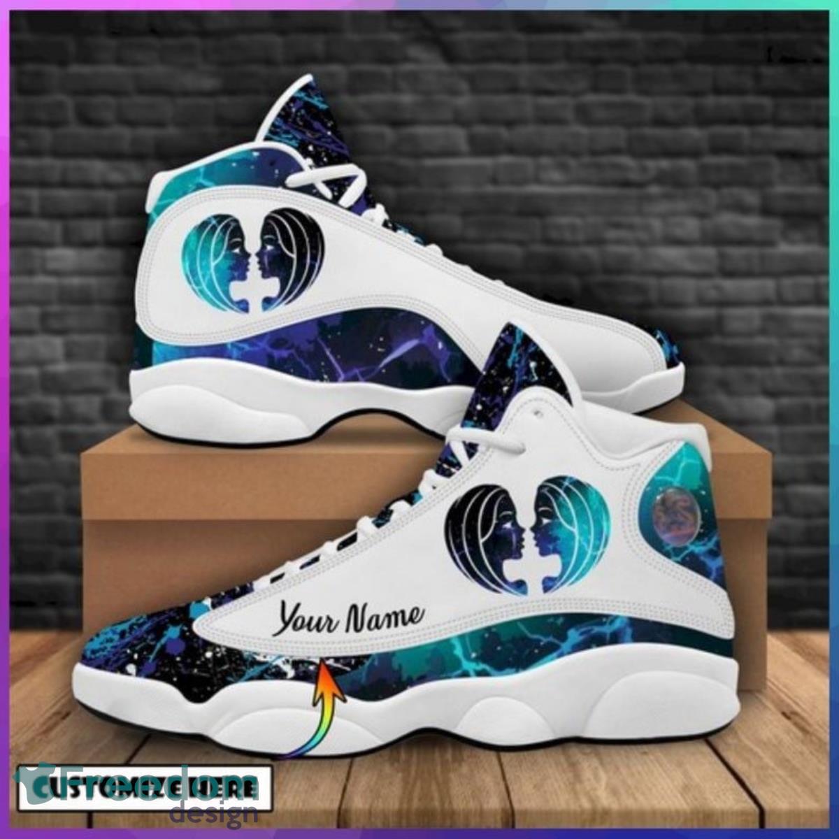 Gemini Zodiac Air Jordan 13 Custom Name Sneakers Best Gift For Men And Women Product Photo 1