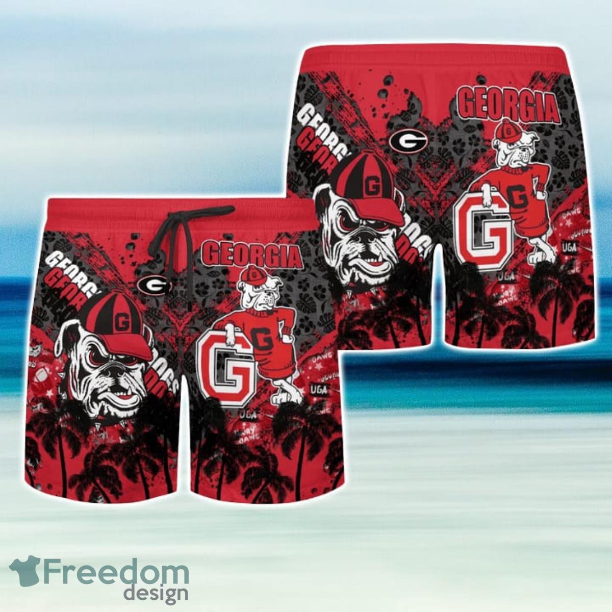 Georgia Bulldogs Cute Black Cat Hawaiian Shirt And Shorts Funny