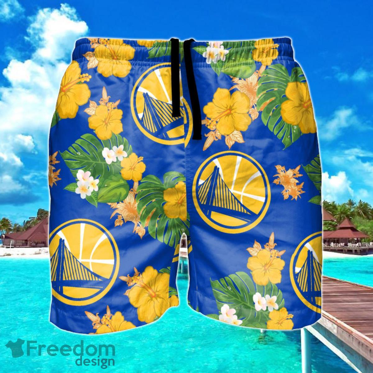 Golden State Warriors NBA Original Floral Hawaiian Shorts For Summer Beach Product Photo 1