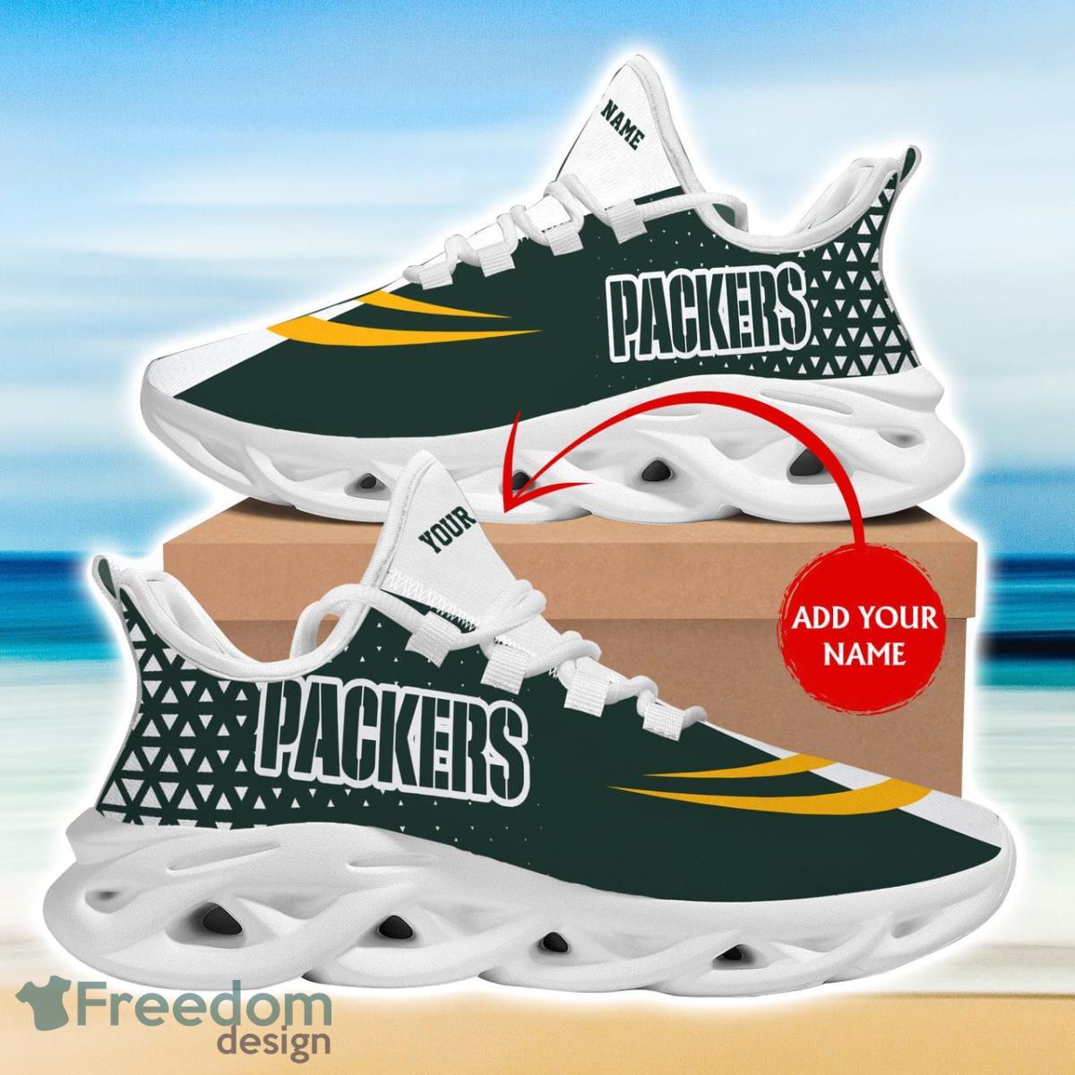 Green Bay Packers Max Soul Sneakers Running Sport Shoes Custom Name Product Photo 1