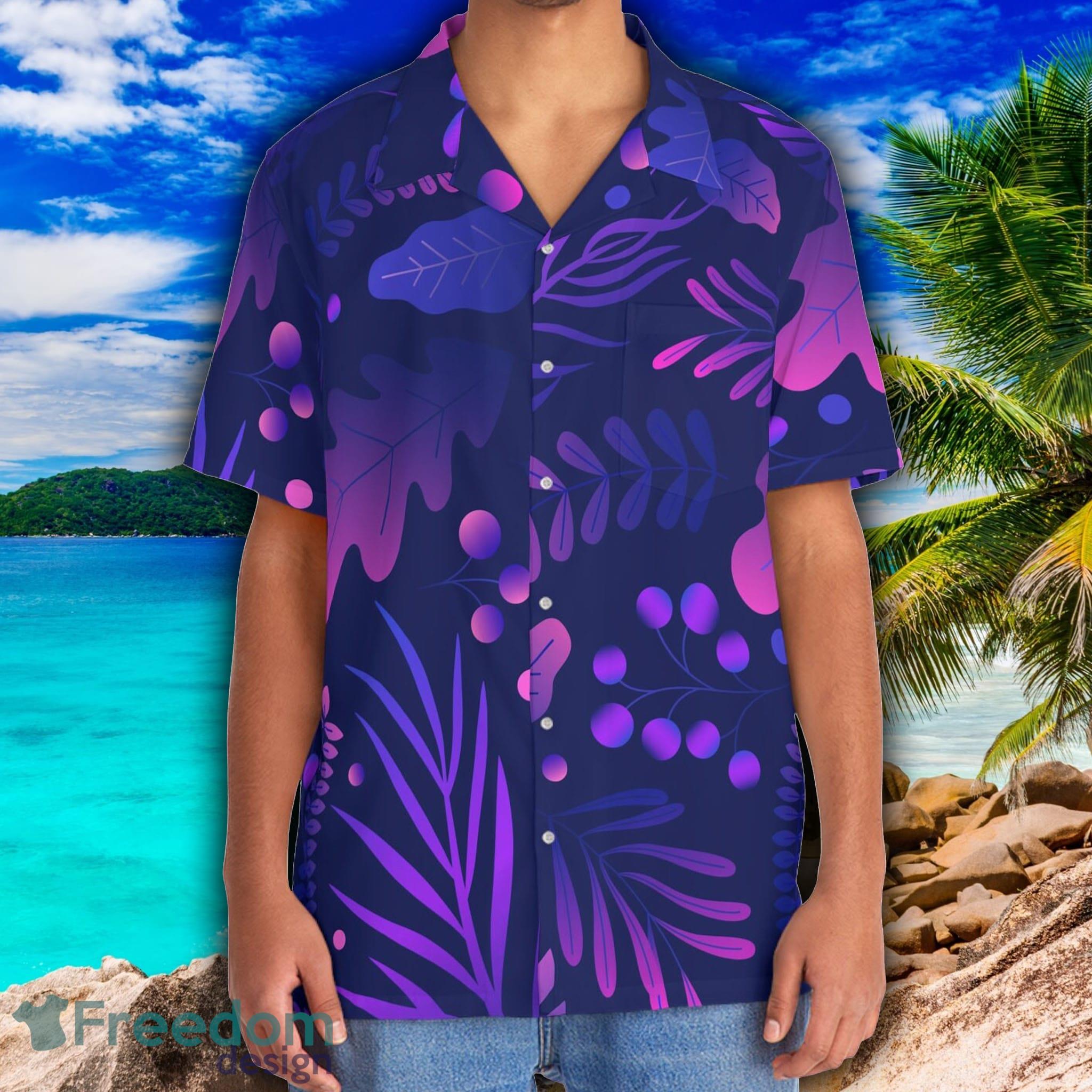 Hawaiian Style Dark Purple Men's Shirt Summer Beach For Men And Women Gift  - Freedomdesign