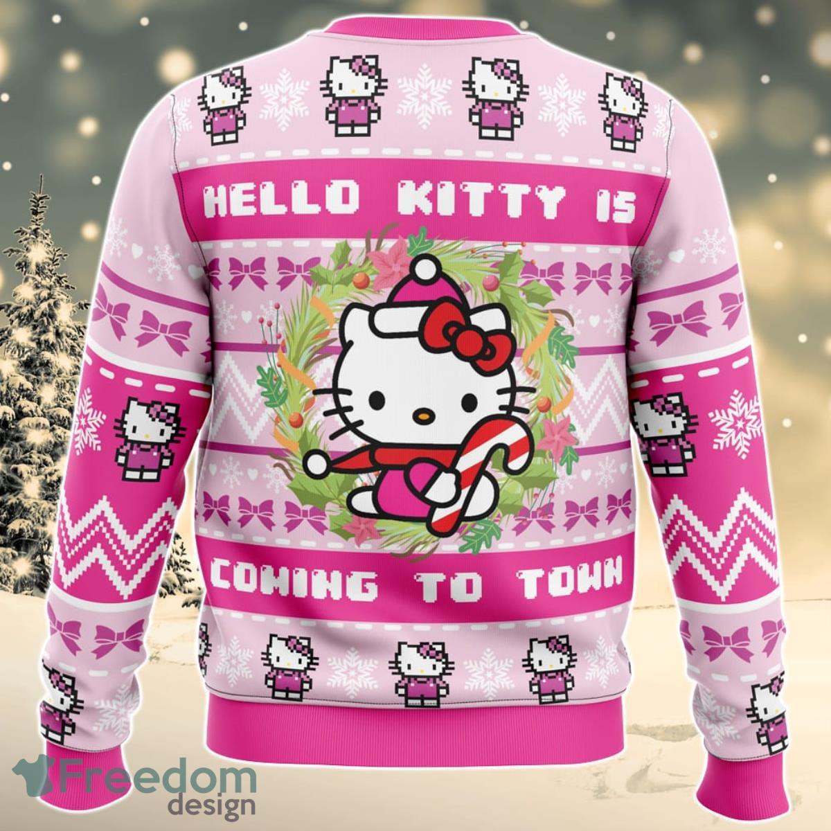 Hello Kitty is Coming to Town Ugly Christmas Sweater For Men And Women Product Photo 2