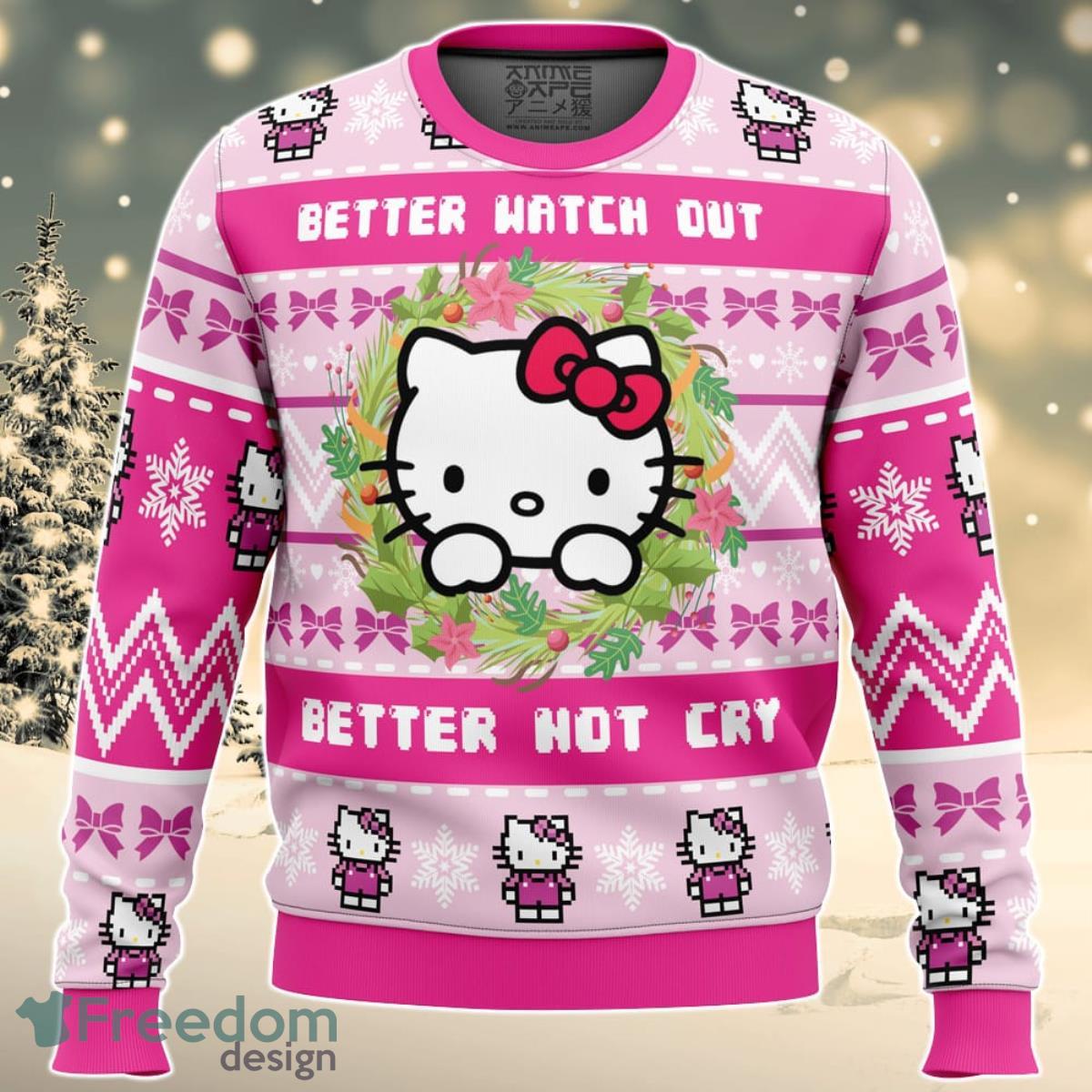 Hello Kitty is Coming to Town Ugly Christmas Sweater For Men And Women Product Photo 1