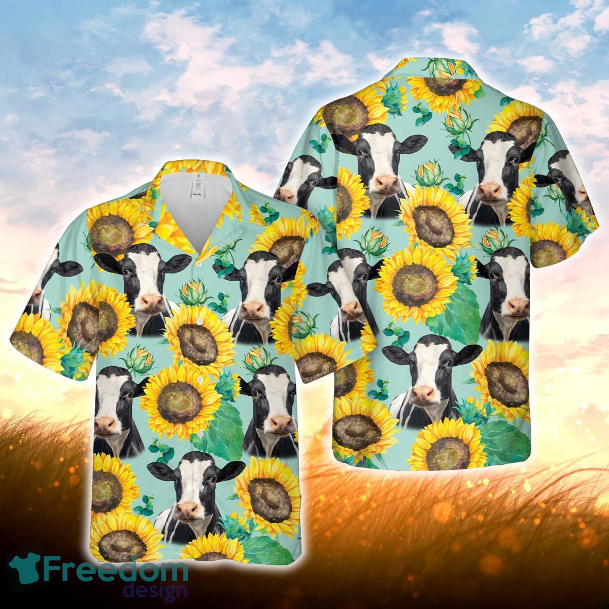 Holstein Sunflowers Floral Farm 3D Hawaiian Shirt For Men Women ...