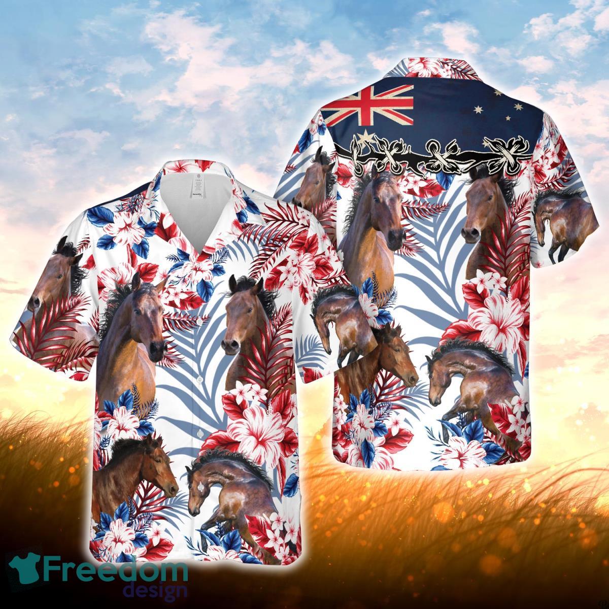 Horse Lovers Australia Flag Hawaiian Flowers Hawaiian Shirt For Men Women Product Photo 1