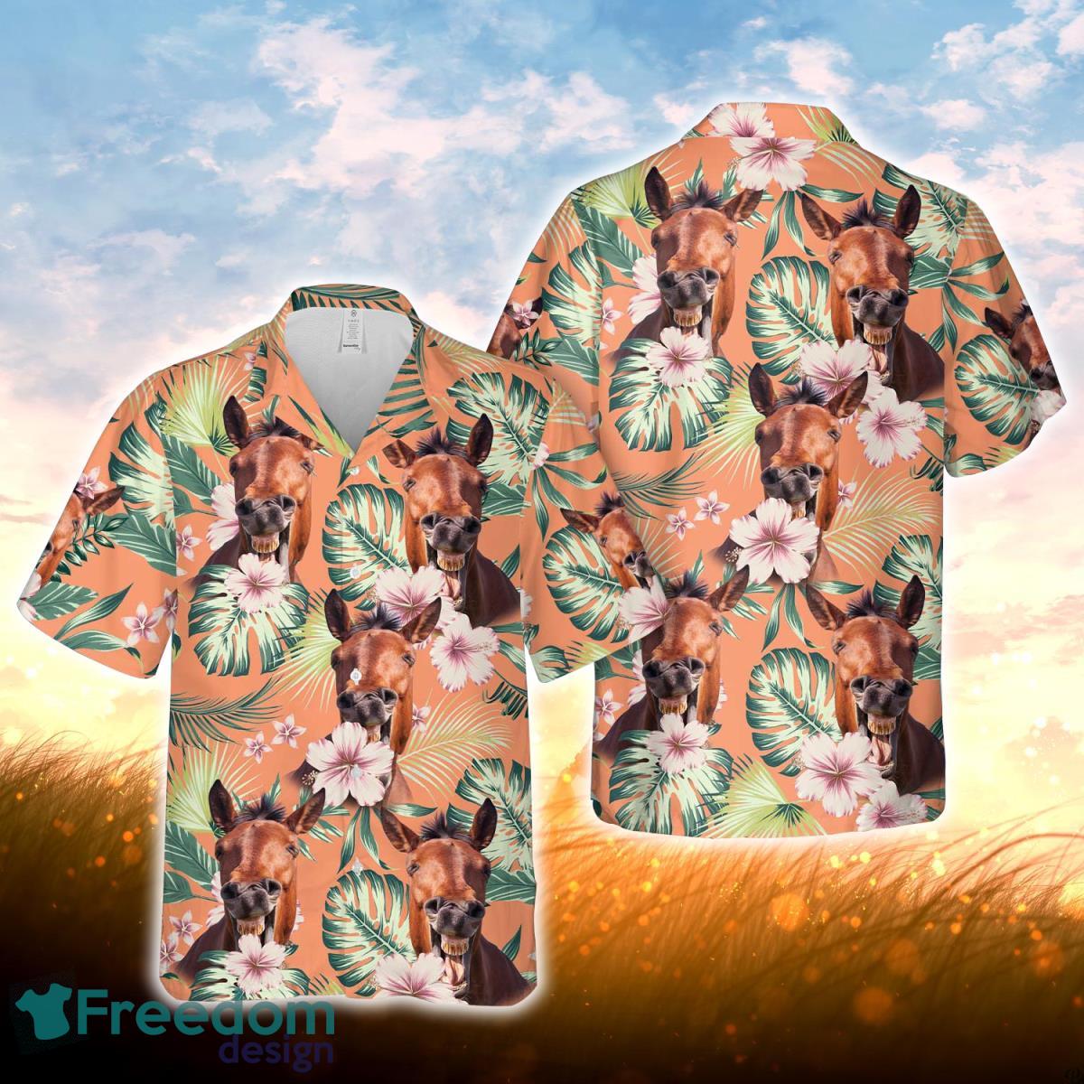 Horse Summer Happiness Floral Farm 3D Hawaiian Shirt For Men Women Product Photo 1