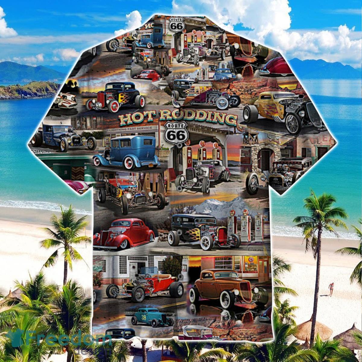 Hot Rod Collage Route Hawaiian Shirt Product Photo 1