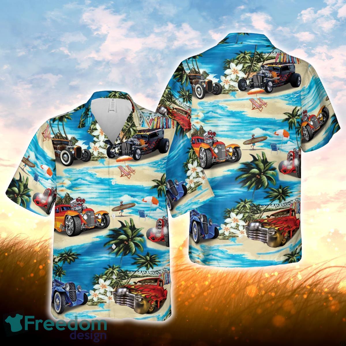 Hot Rod Hawaiian Theme All Printed 3D Hawaiian Shirt For Men Women Product Photo 1