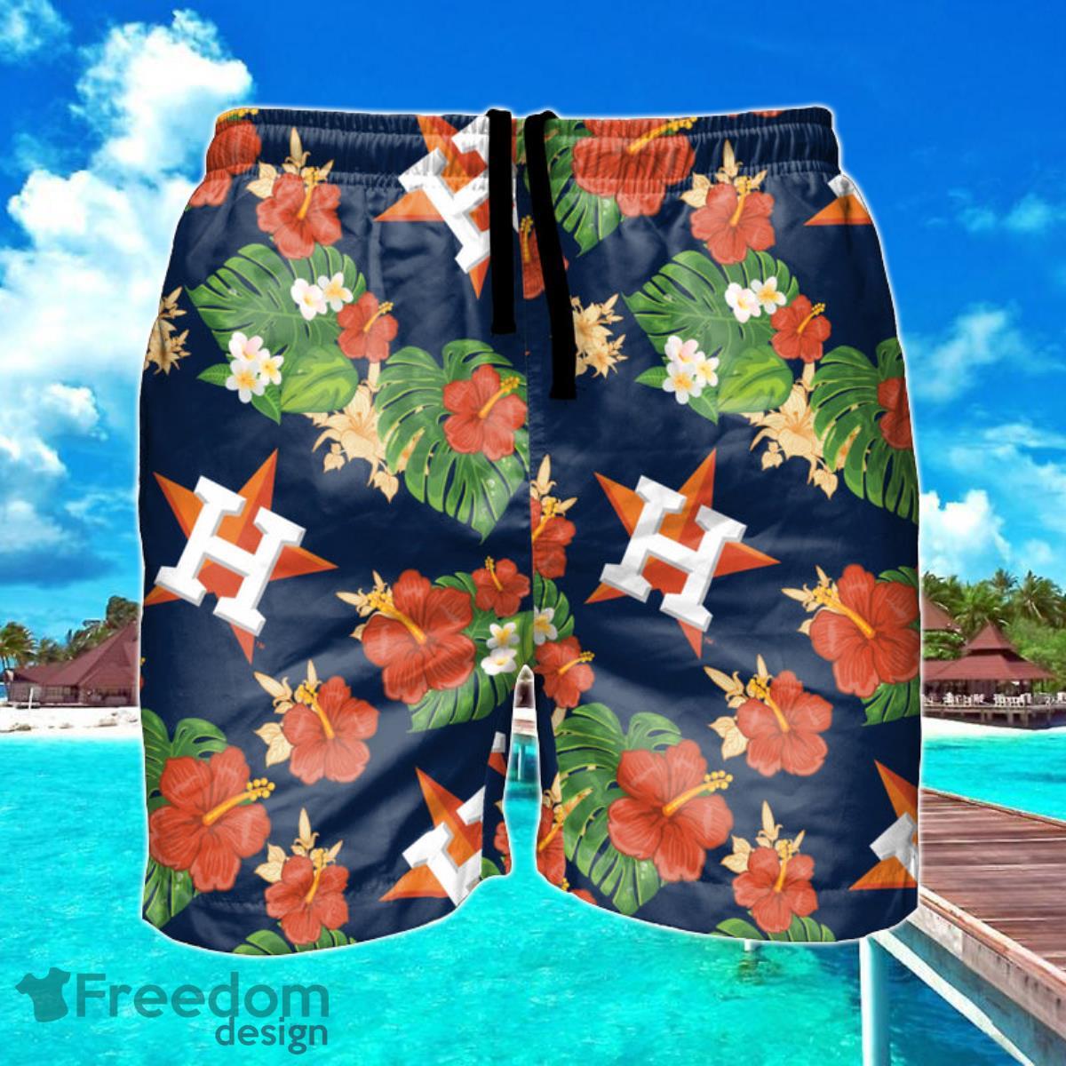 Houston Astros MLB Floral Hawaiian Shorts For Summer Beach Product Photo 1