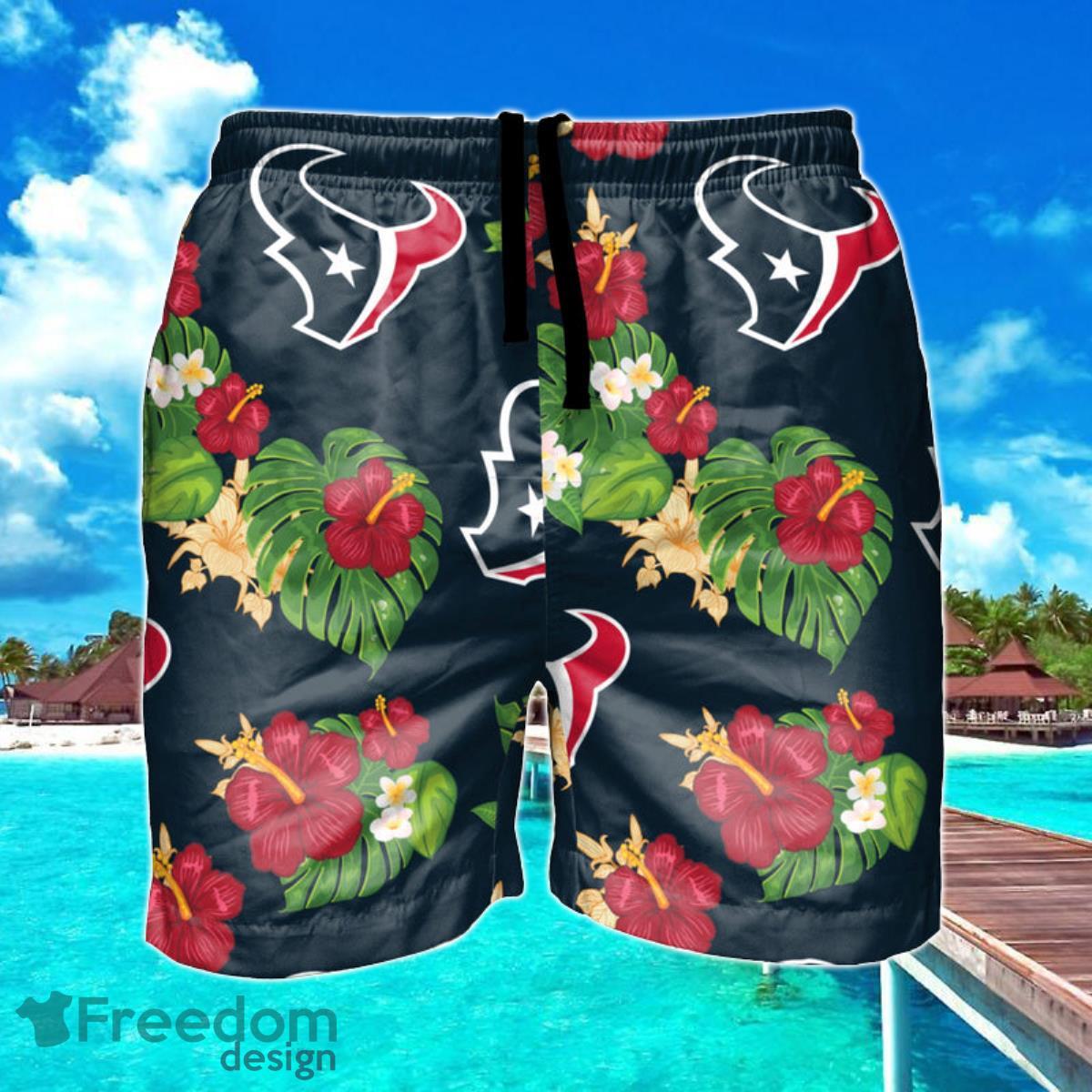 Houston Texans NFL Floral Hawaiian Shorts For Summer Beach Product Photo 1