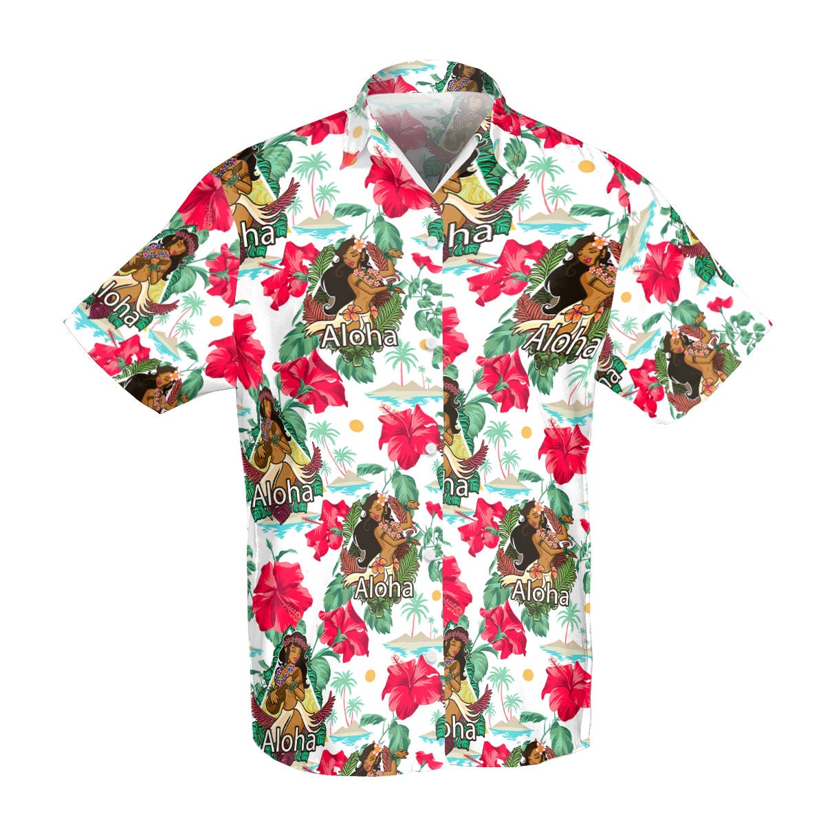 Hawaiian Aloha Shirts Tiki With Tropical Girls Dancing - Limotees