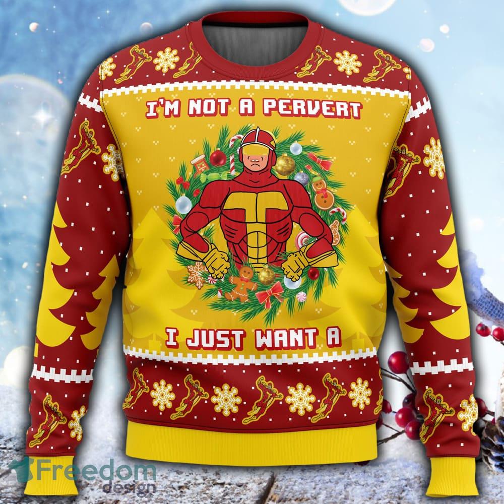 I m not a pervert Turbo Man Ugly Christmas 3D Sweater For Men And