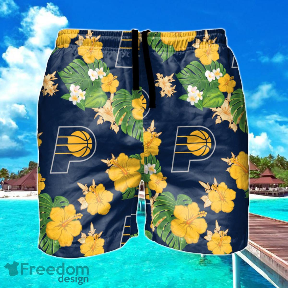 Indiana Pacers NBA Floral Hawaiian Shorts For Summer Beach Product Photo 1