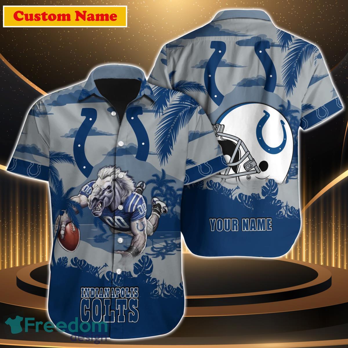 Indianapolis Colts Hawaiian Shirt NFL Football Custom Name Button Up  Hawaiian Shirt - T-shirts Low Price