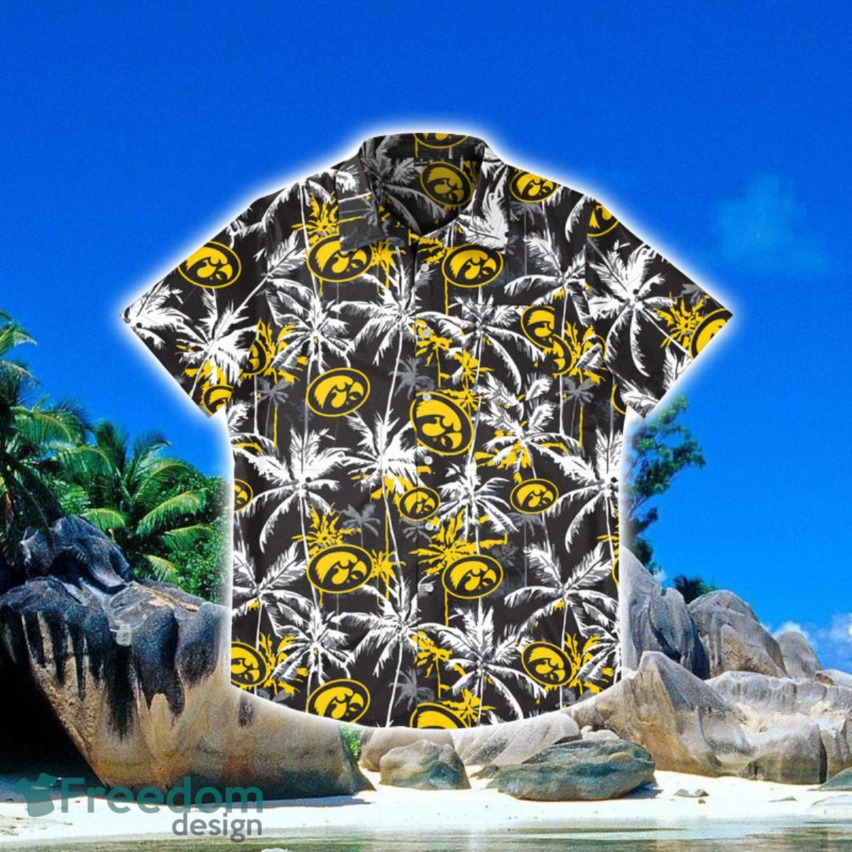 Iowa Hawkeyes NCAA Black Floral Hawaiian Shirt Special Gift For Fans Product Photo 1