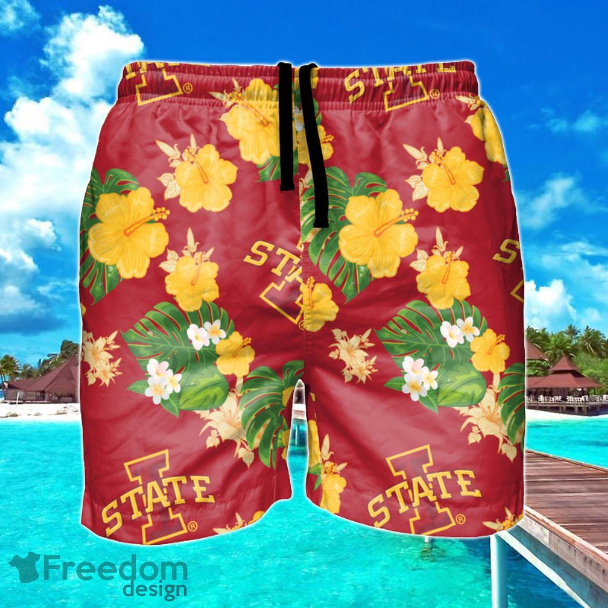 Iowa State Cyclones NCAA Floral Hawaiian Shorts For Summer Beach Product Photo 1