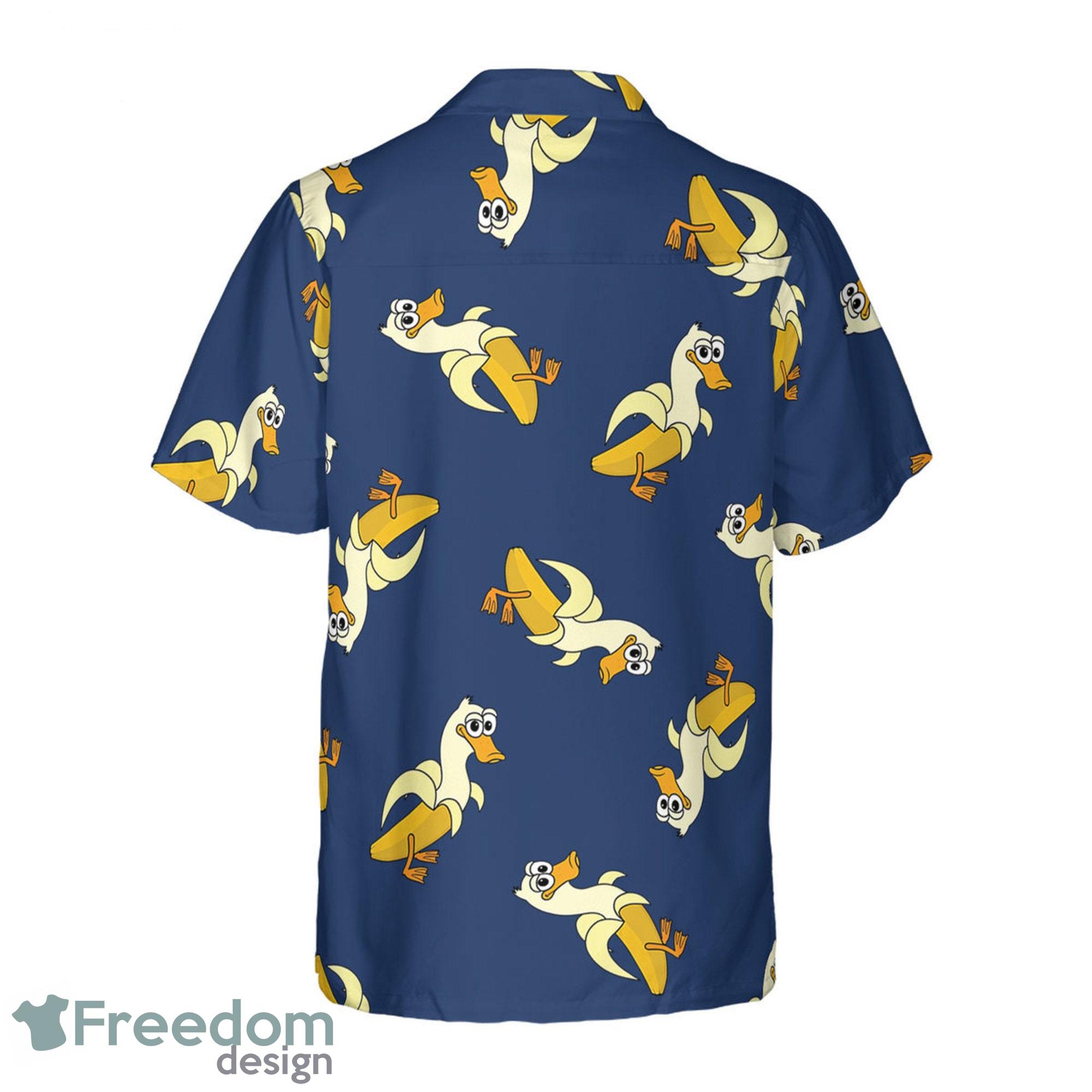 Funny Cute Banana Duck Short Sleeves Hawaiian Shirt