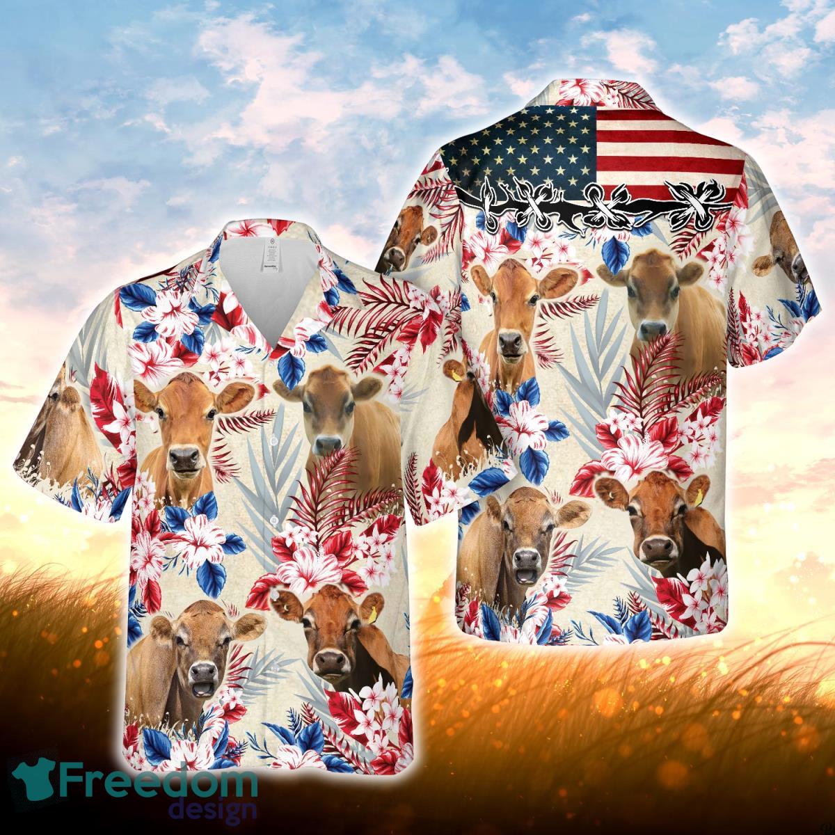 Jersey Pattern US FLAG Hawaiian Shirt For Men Women Product Photo 1