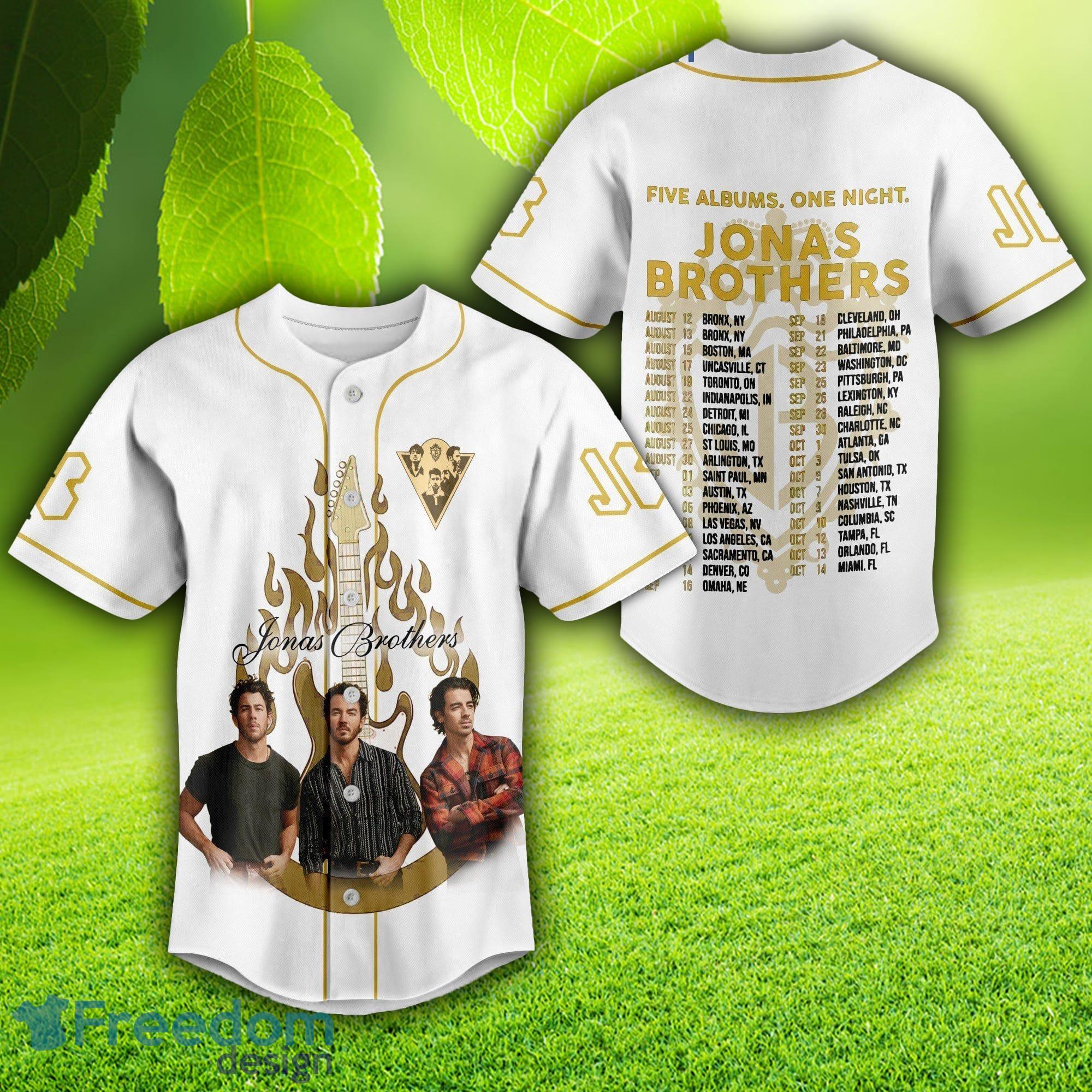 Jonas Brothers Five Albums One Night Black Design Baseball Jersey - Growkoc
