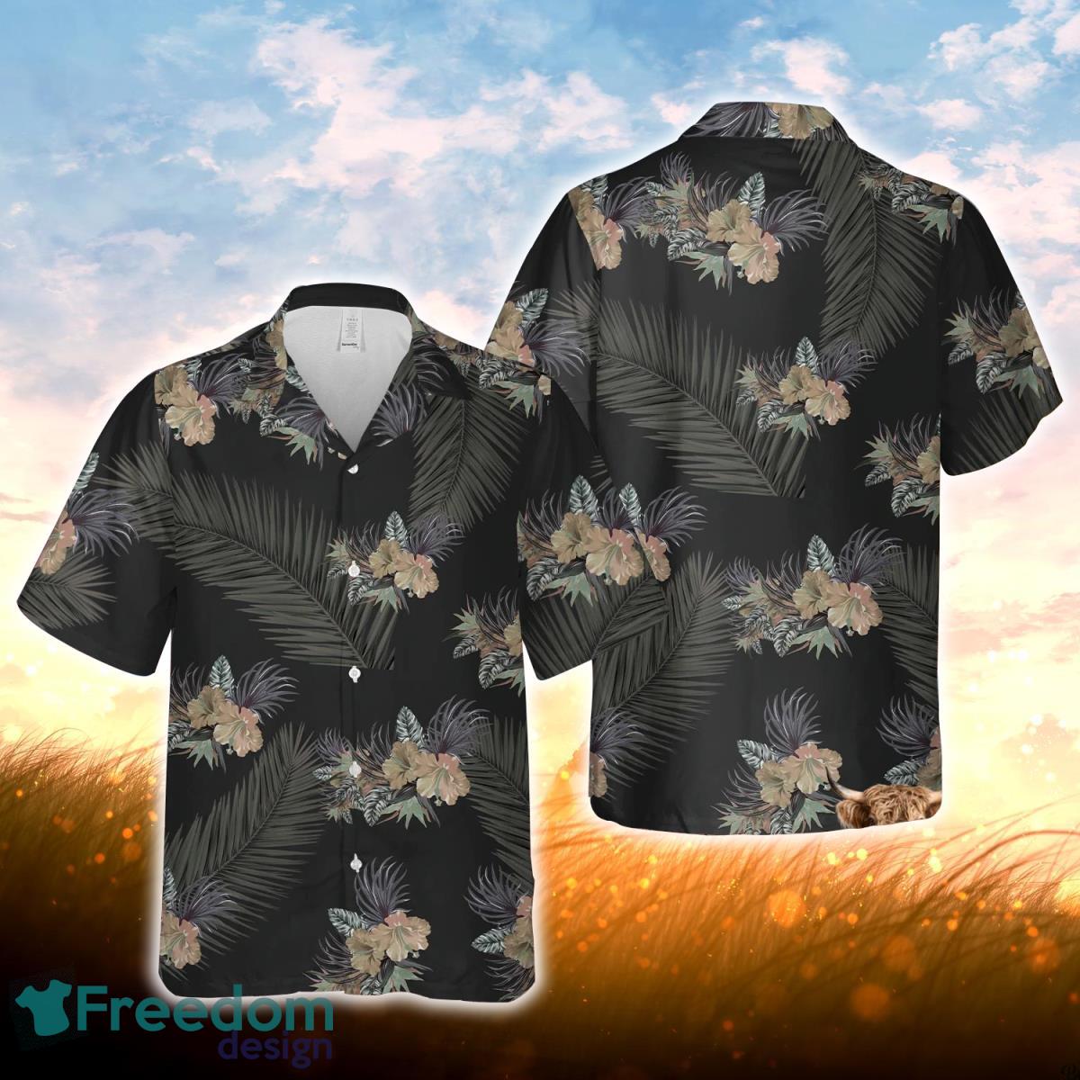 Joy Corners Dark Flower Pattern Trucker 3D Hawaiian Shirt For Men Women Product Photo 1