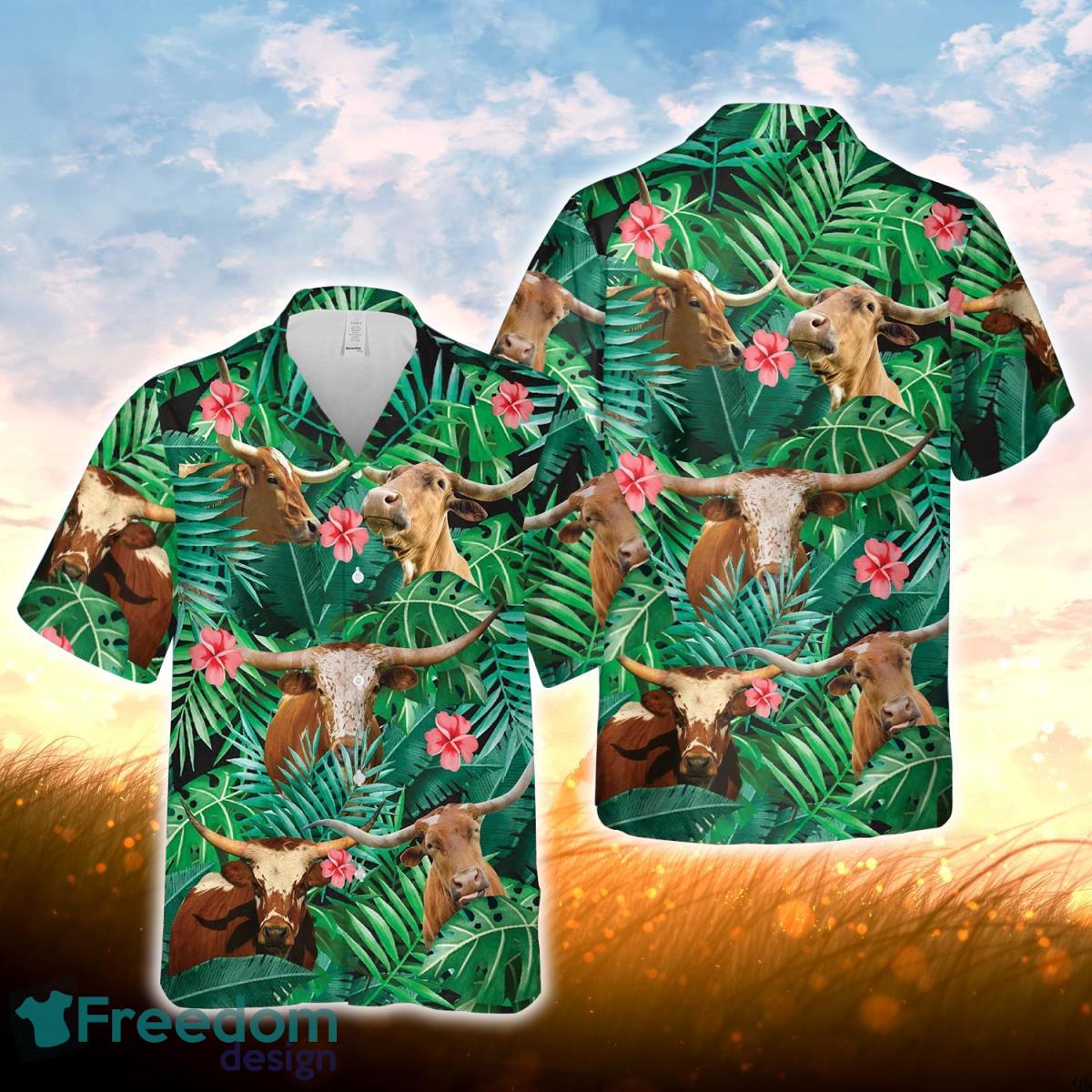 Joy Corners Texas Longhorn 3D Hawaiian Shirt For Men Women Product Photo 1