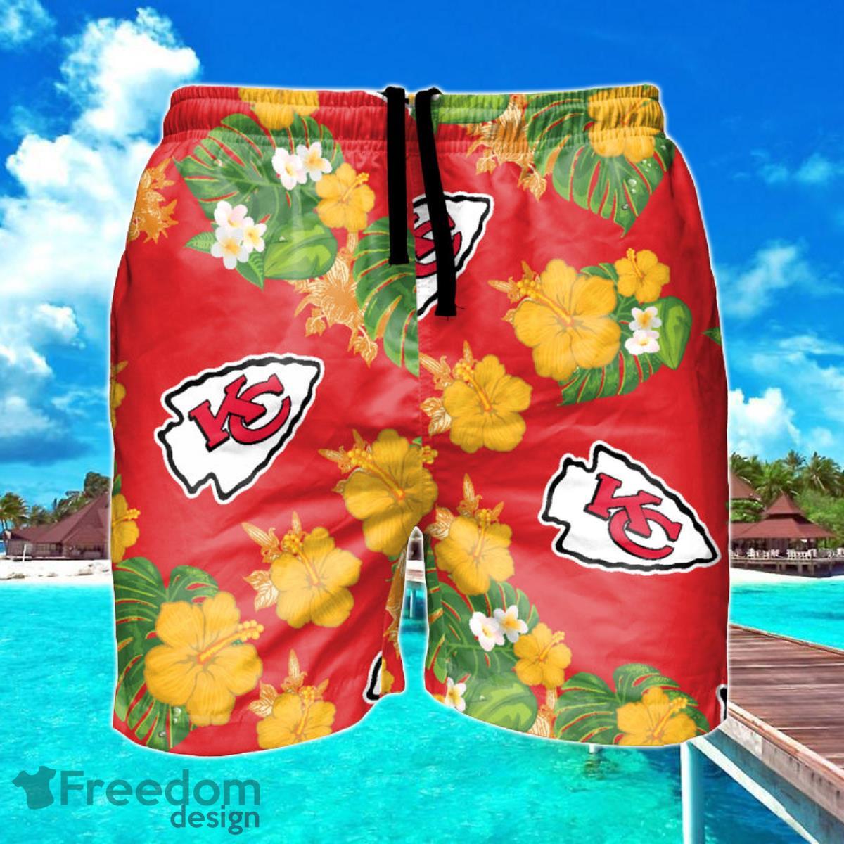 Kansas City Chiefs NFL Floral Hawaiian Shorts For Summer Beach Product Photo 1