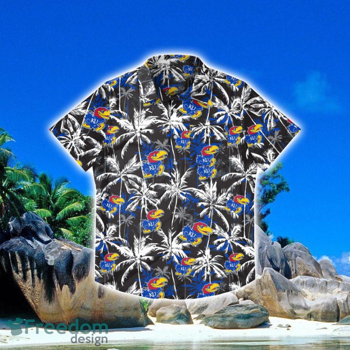 Kansas Jayhawks NCAA Black Floral Hawaiian Shirt Special Gift For Fans Product Photo 1