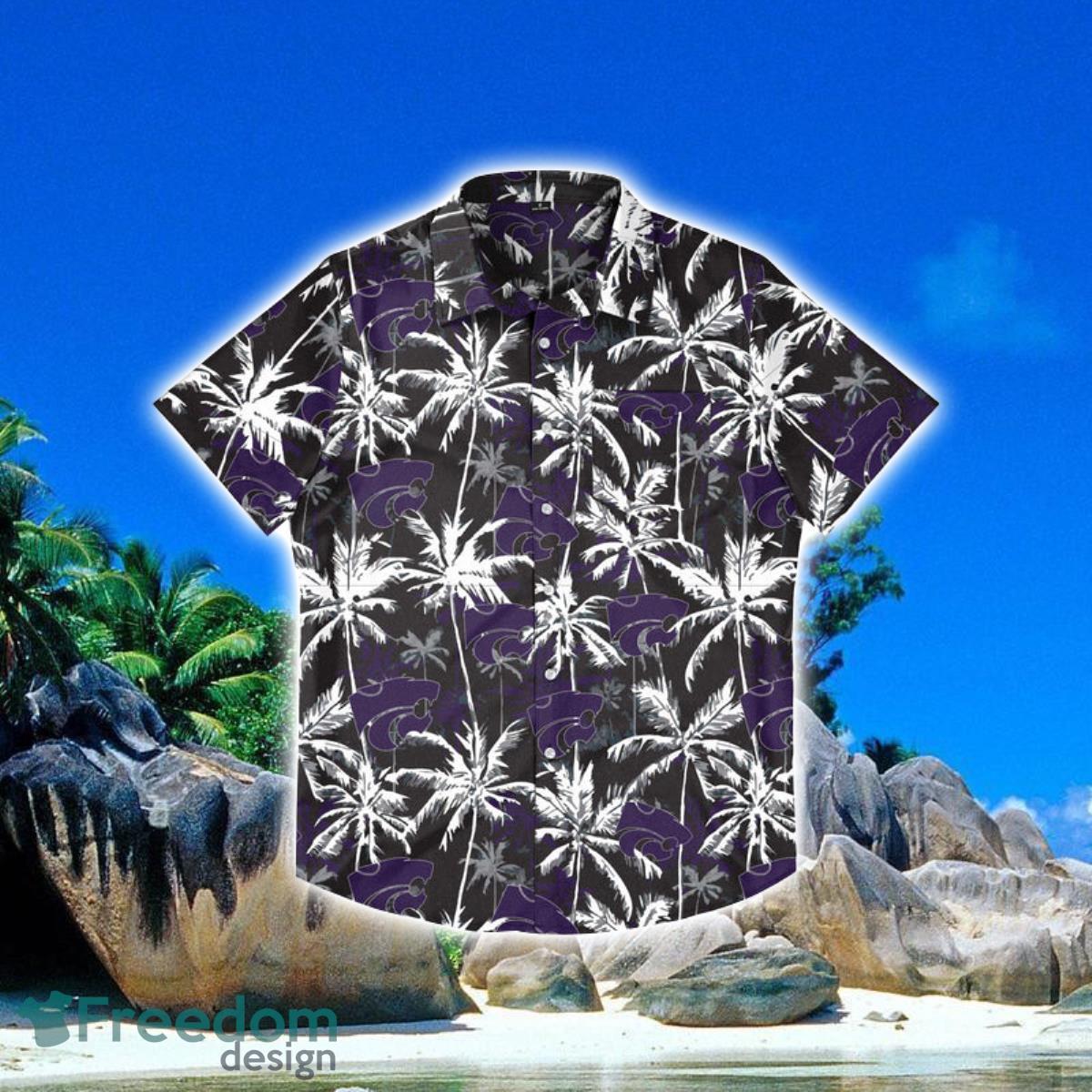 Kansas State Wildcats NCAA Black Floral Hawaiian Shirt Special Gift For Fans Product Photo 1