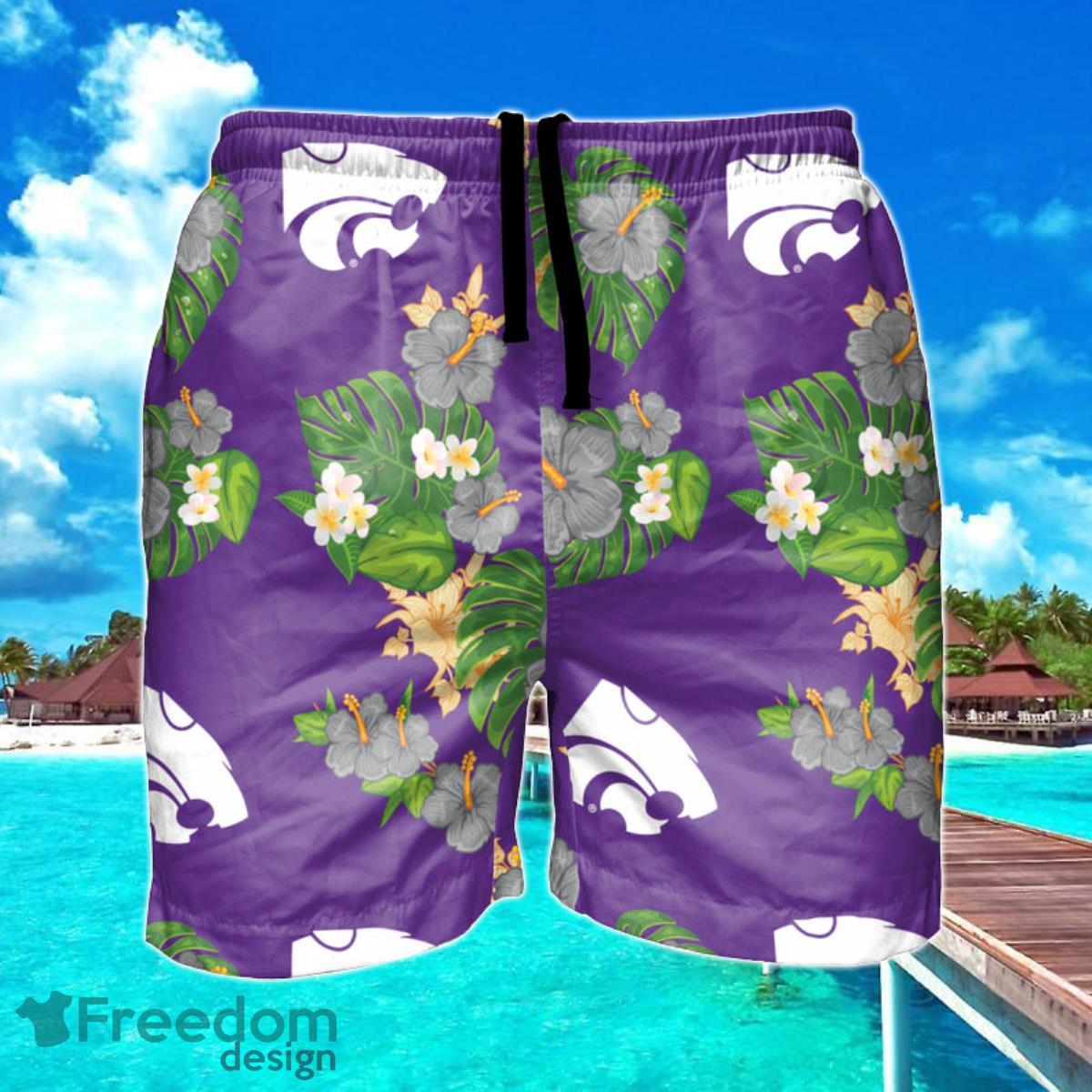 Kansas State Wildcats NCAA Original Floral Hawaiian Shorts For Summer Beach Product Photo 1