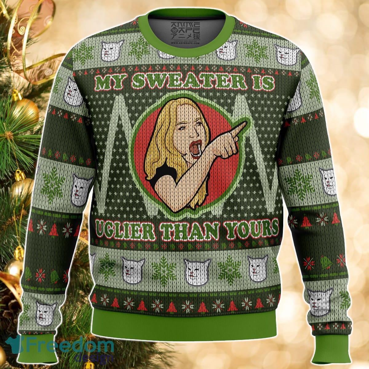 Karen Yelling at Grumpy Cat Meme Ugly Christmas Sweater Great Gift For Men Women Product Photo 1