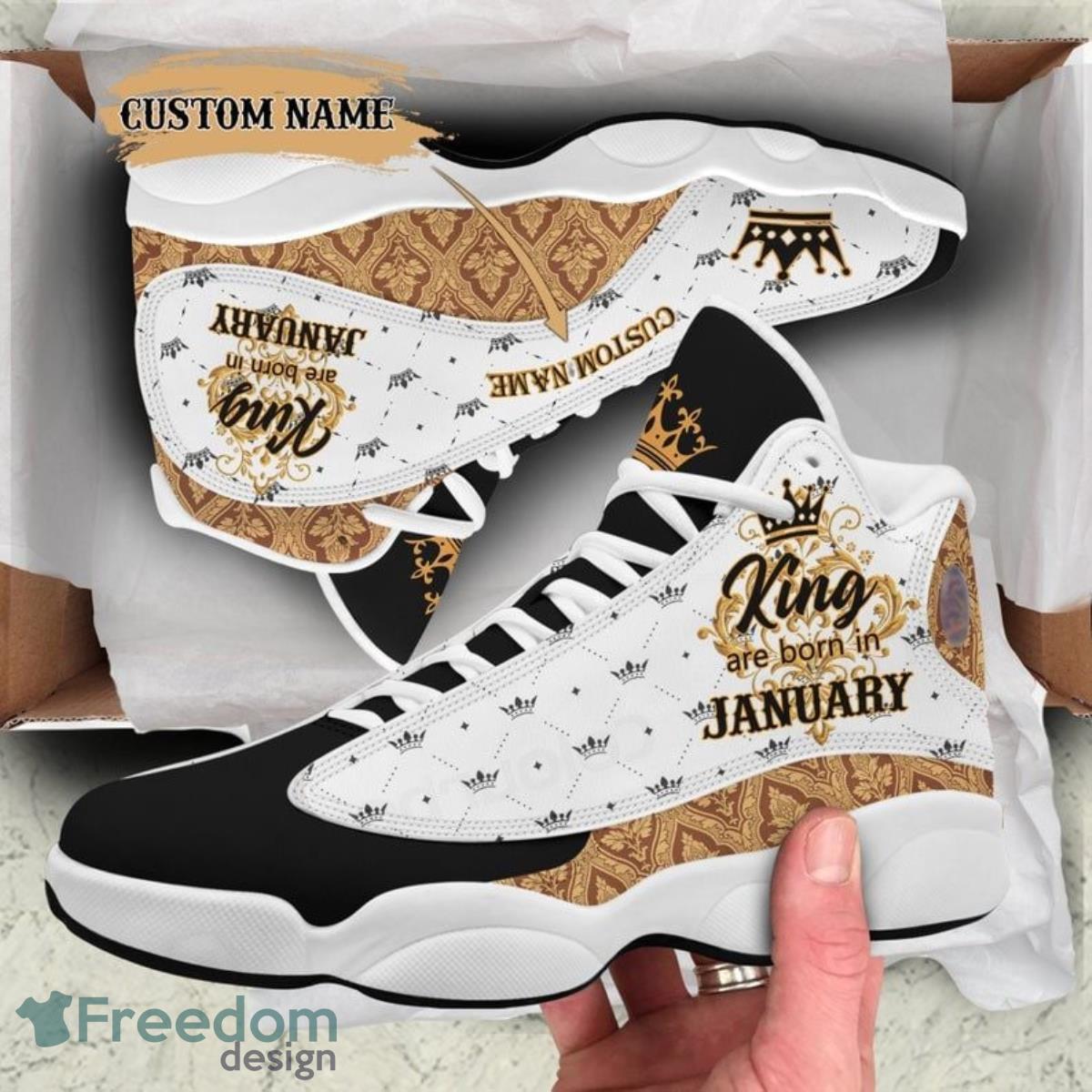 King Was Born In January Air Jordan 13 Custom Name Sneakers Best Gift For Men And Women Product Photo 1