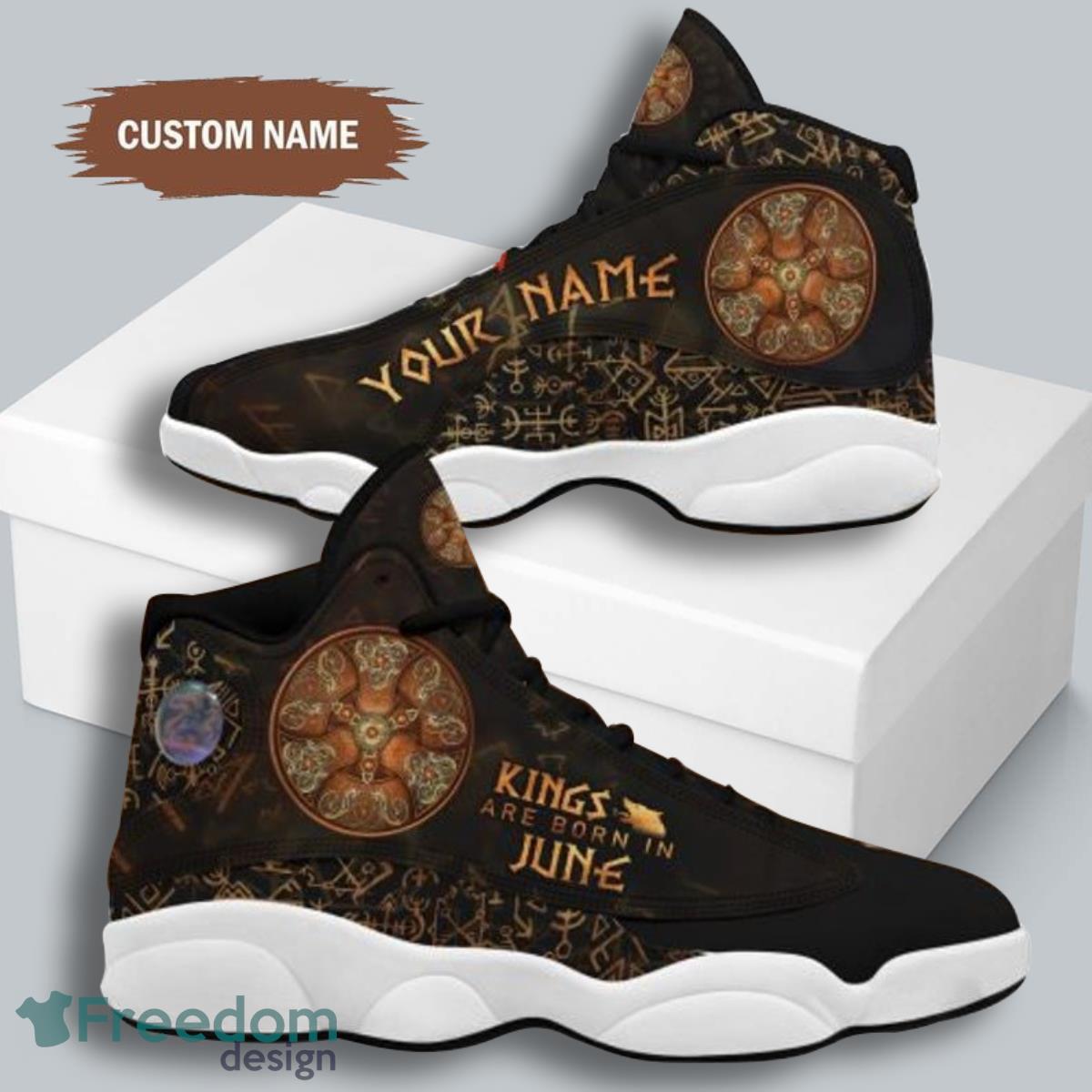 Kings Are Born In June Bohemian Brown Design Air Jordan 13 Custom Name Sneakers Best Gift For Men And Women Product Photo 1