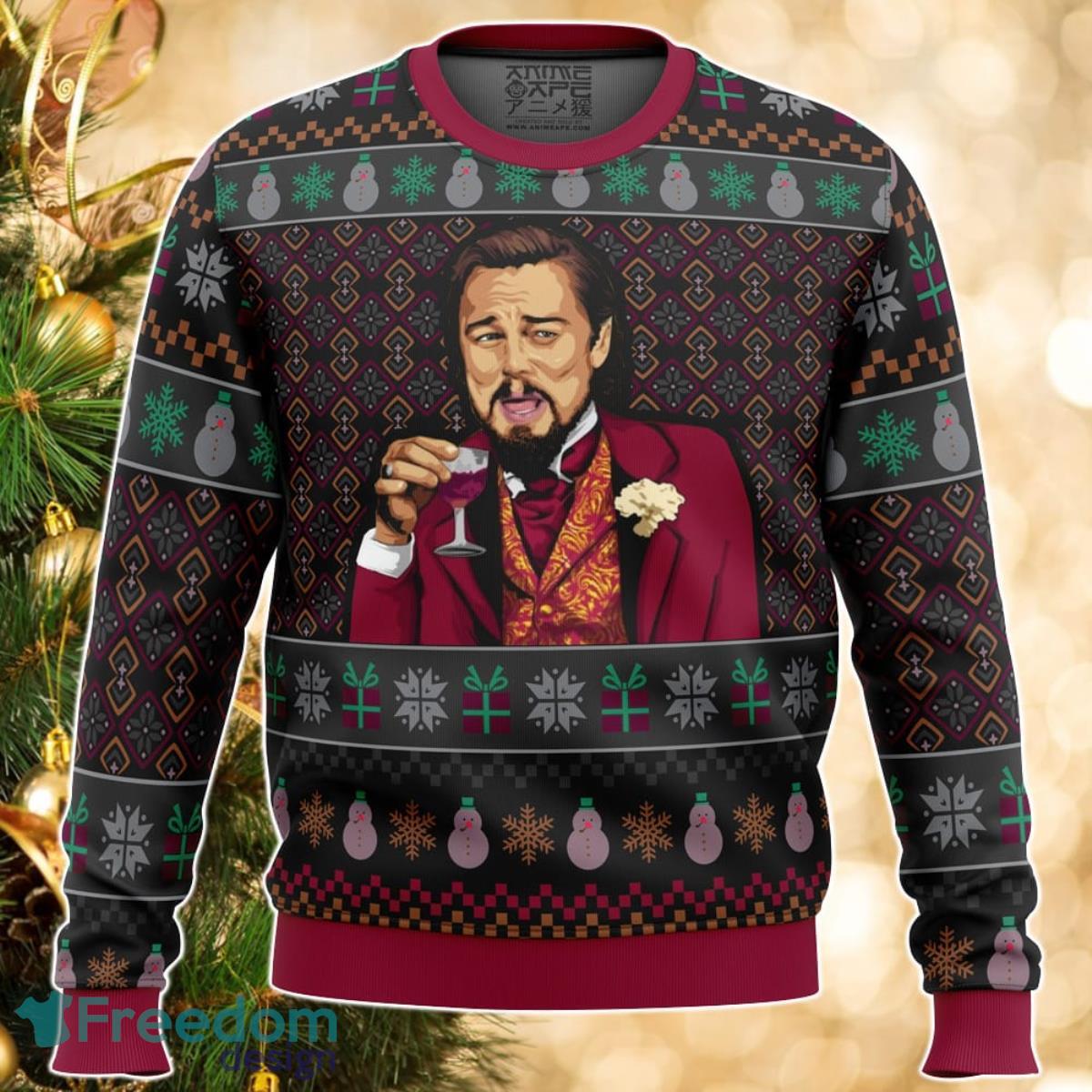 Laughing Leo DiCaprio Meme Ugly Christmas Sweater Great Gift For Men Women Product Photo 1