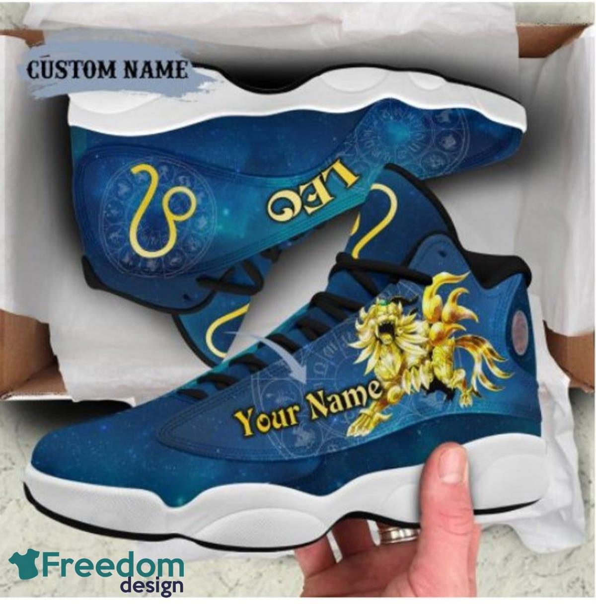 Leo Zodiac Air Jordan 13 Custom Name Sneakers Best Gift For Men And Women Product Photo 2