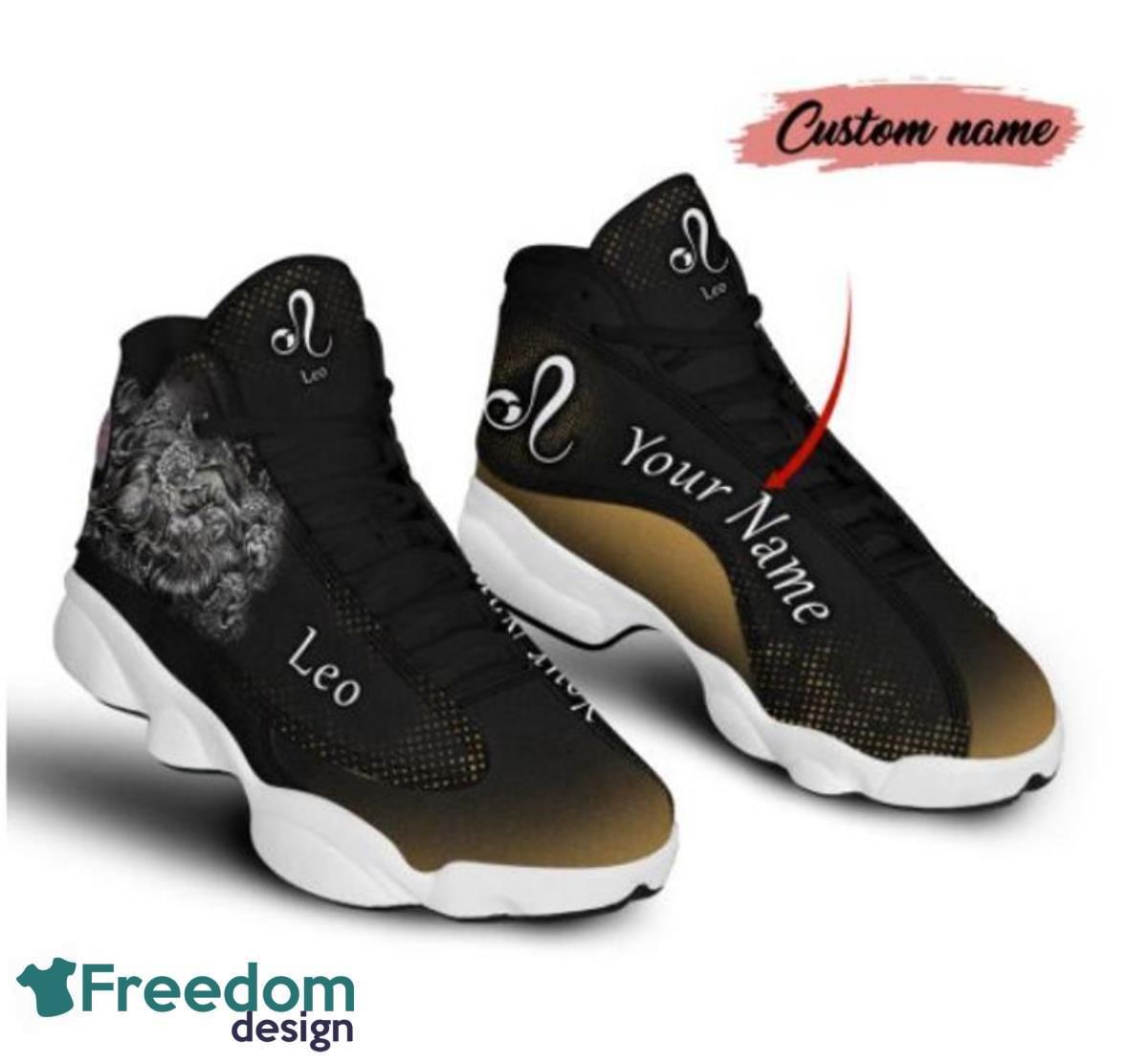 Leo Zodiac in Dark Air Jordan 13 Custom Name Sneakers Best Gift For Men And Women Product Photo 2