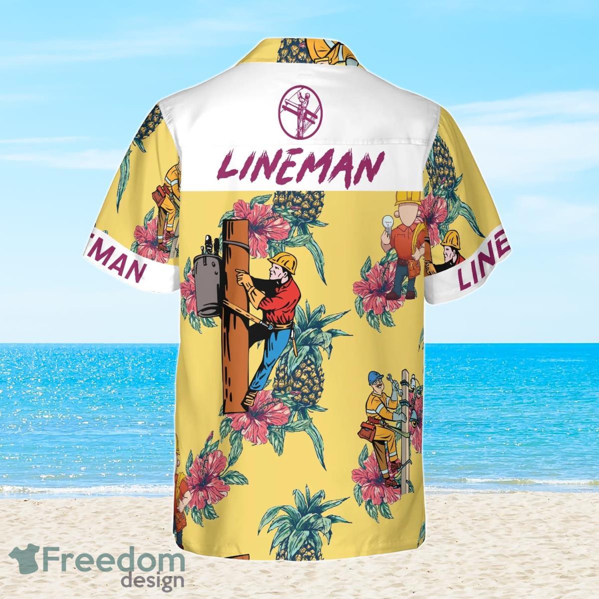 Lineman Pineapple Seamless Pattern Hawaiian Shirt Best Gift For Men And Women Product Photo 2