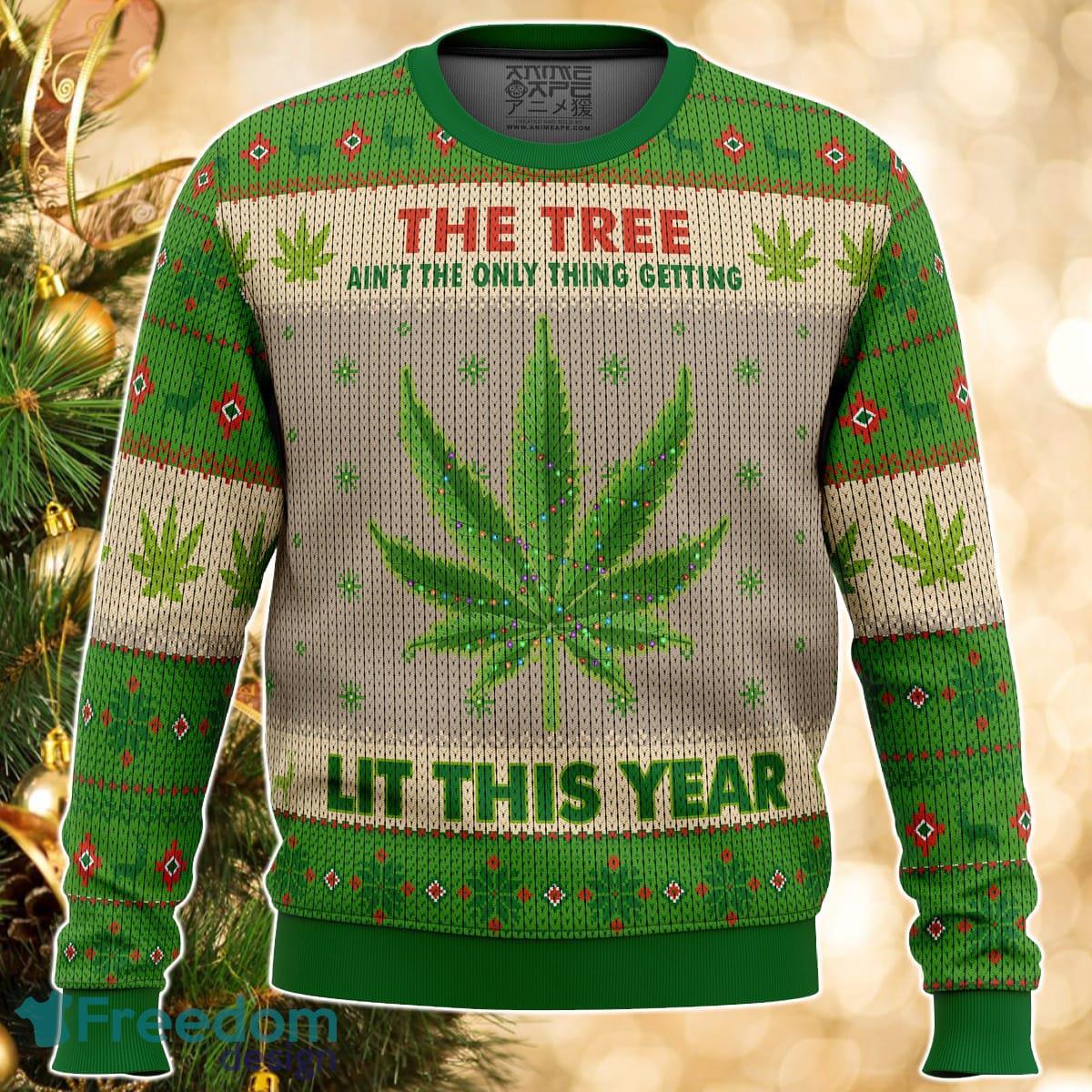 Lit This Year Weed Ugly Christmas Sweater Great Gift For Men Women Product Photo 1