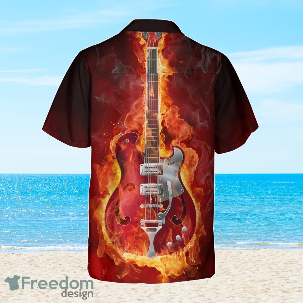 Live Hard Die Strong Burning Guitar Hawaiian Shirt Best Gift For Men And Women Product Photo 2