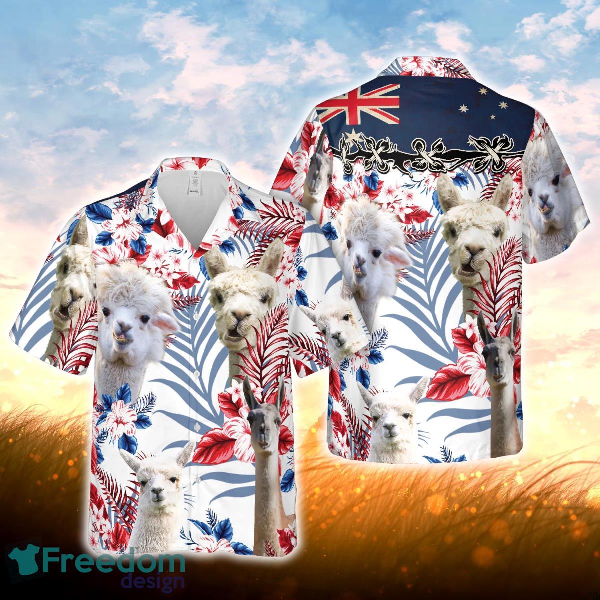 Llama Lovers Australia Flag Hawaiian Flowers Hawaiian Shirt For Men Women Product Photo 1