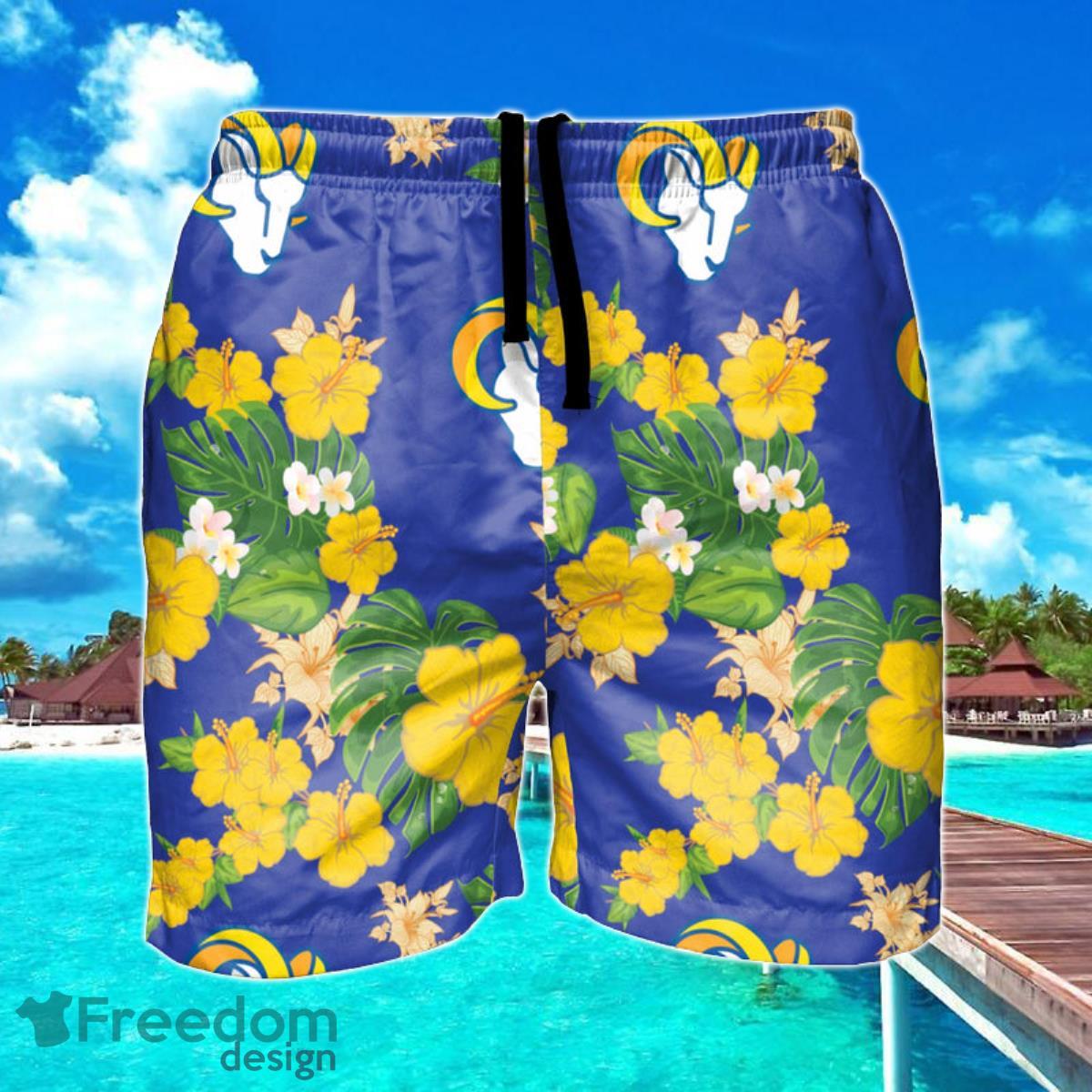 Los Angeles Rams NFL Floral Hawaiian Shorts For Summer Beach Product Photo 1