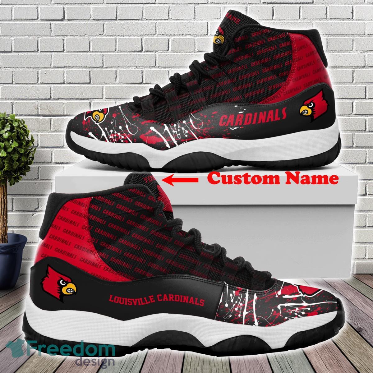 Louisville Cardinals Custom Name Air Jordan 11 Sneakers Gifts For