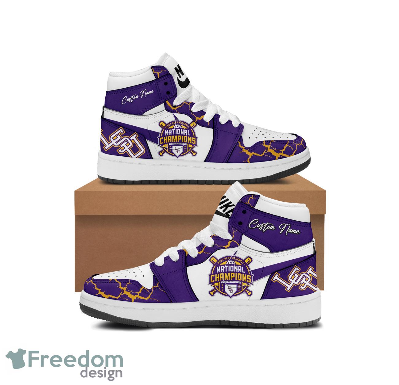 LSU Tigers Air Jordan Hightop For Men Women Custom Name Product Photo 1