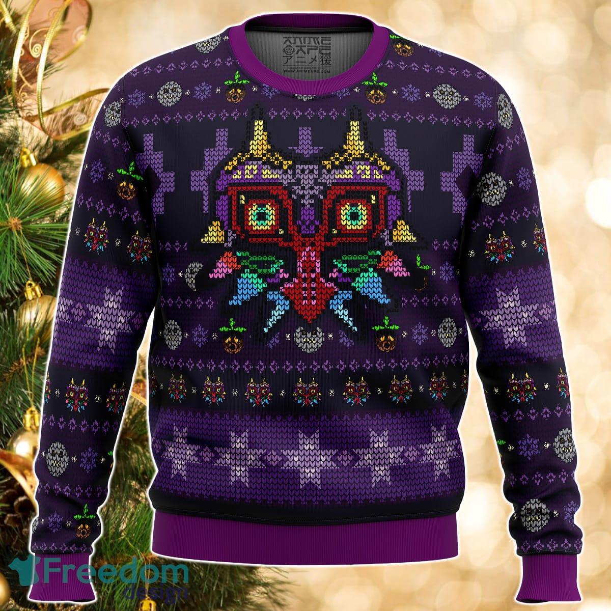 Majoras Mask Seamless Pattern Legend of Zelda Ugly Christmas Sweater Great Gift For Men Women Product Photo 1