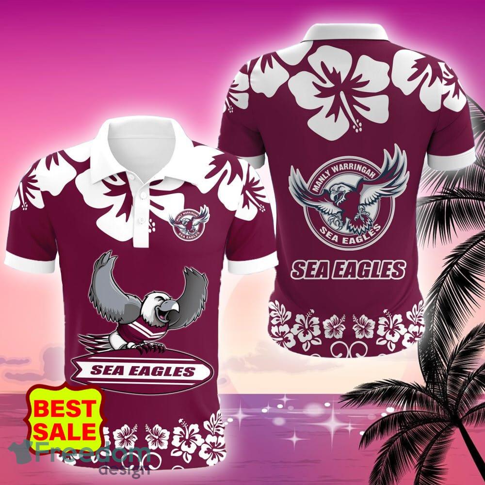 Manly Warringah Sea Eagles Big Logo NRL Aloha Golf Polo Shirt For Fans -  Freedomdesign