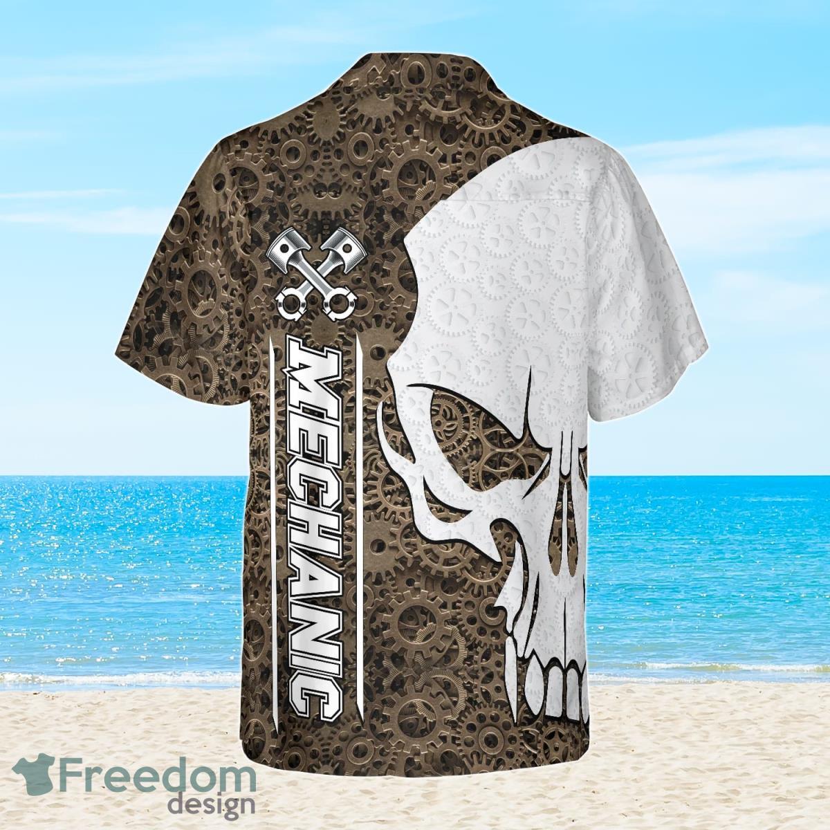 Mechanic Camo Pattern Skull Hawaiian Shirt Best Gift For Men And Women Product Photo 2