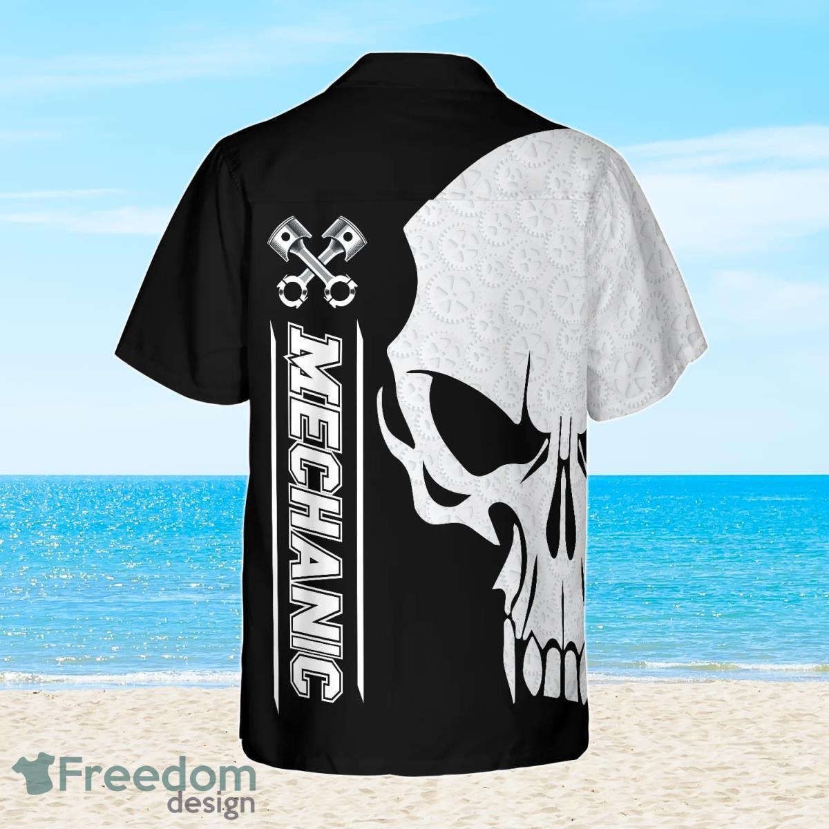 Mechanic Proud Skull Black White Hawaiian Shirt Best Gift For Men And Women Product Photo 2